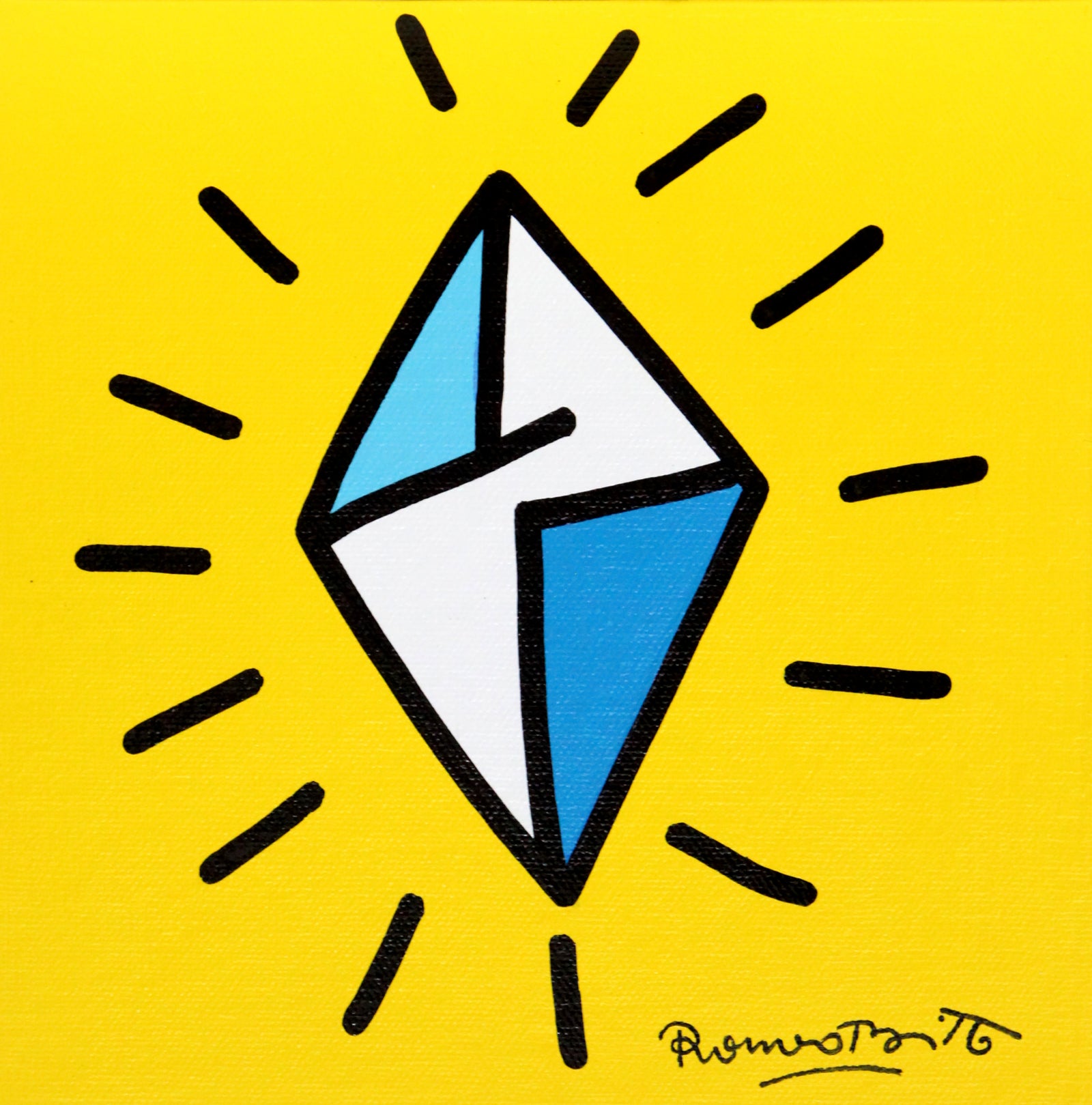 Romero Britto to dream diamond original painting  colorful pop art design