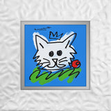 WHITE CAT -  Original Drawing