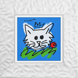 WHITE CAT -  Original Drawing