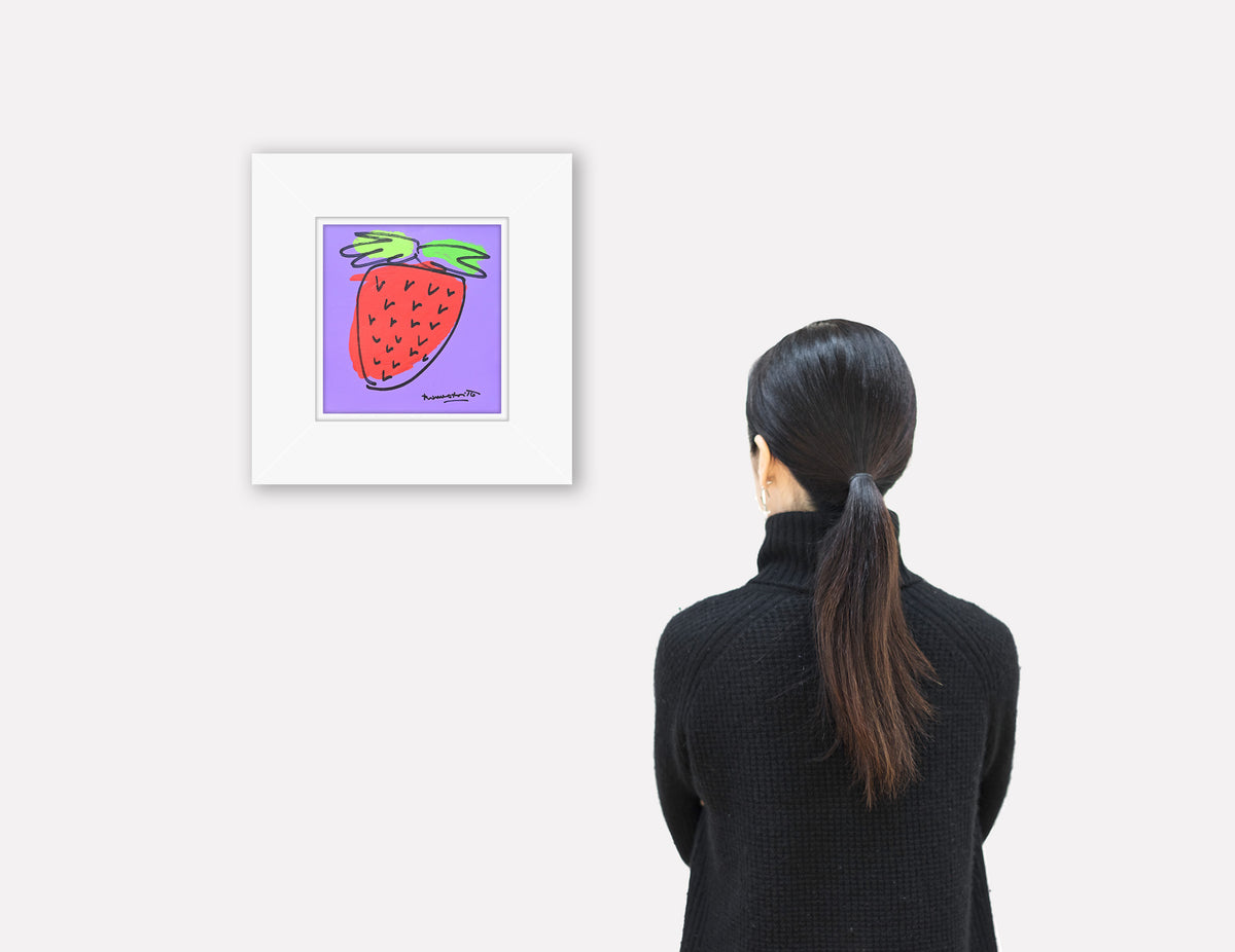 strawberry original drawing  artistic colorful design collectible