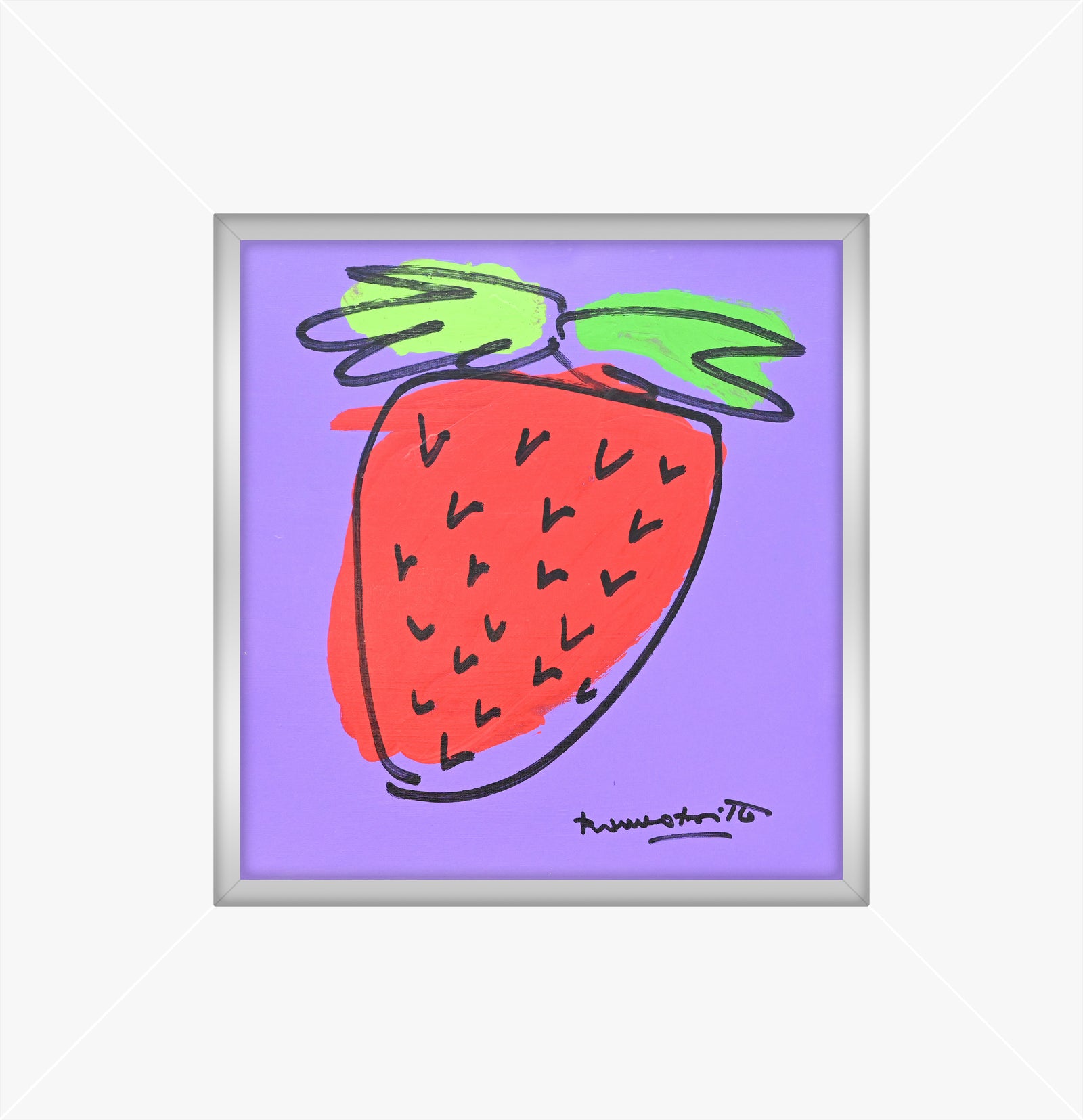 strawberry original drawing  artistic colorful design collectible