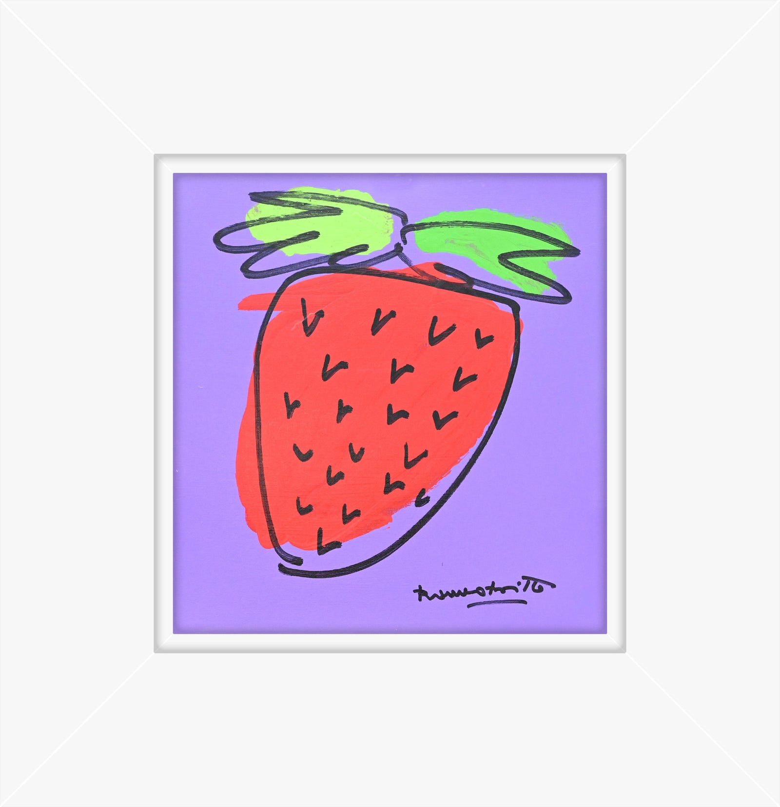 Romero Britto strawberry original drawing  colorful pop art design