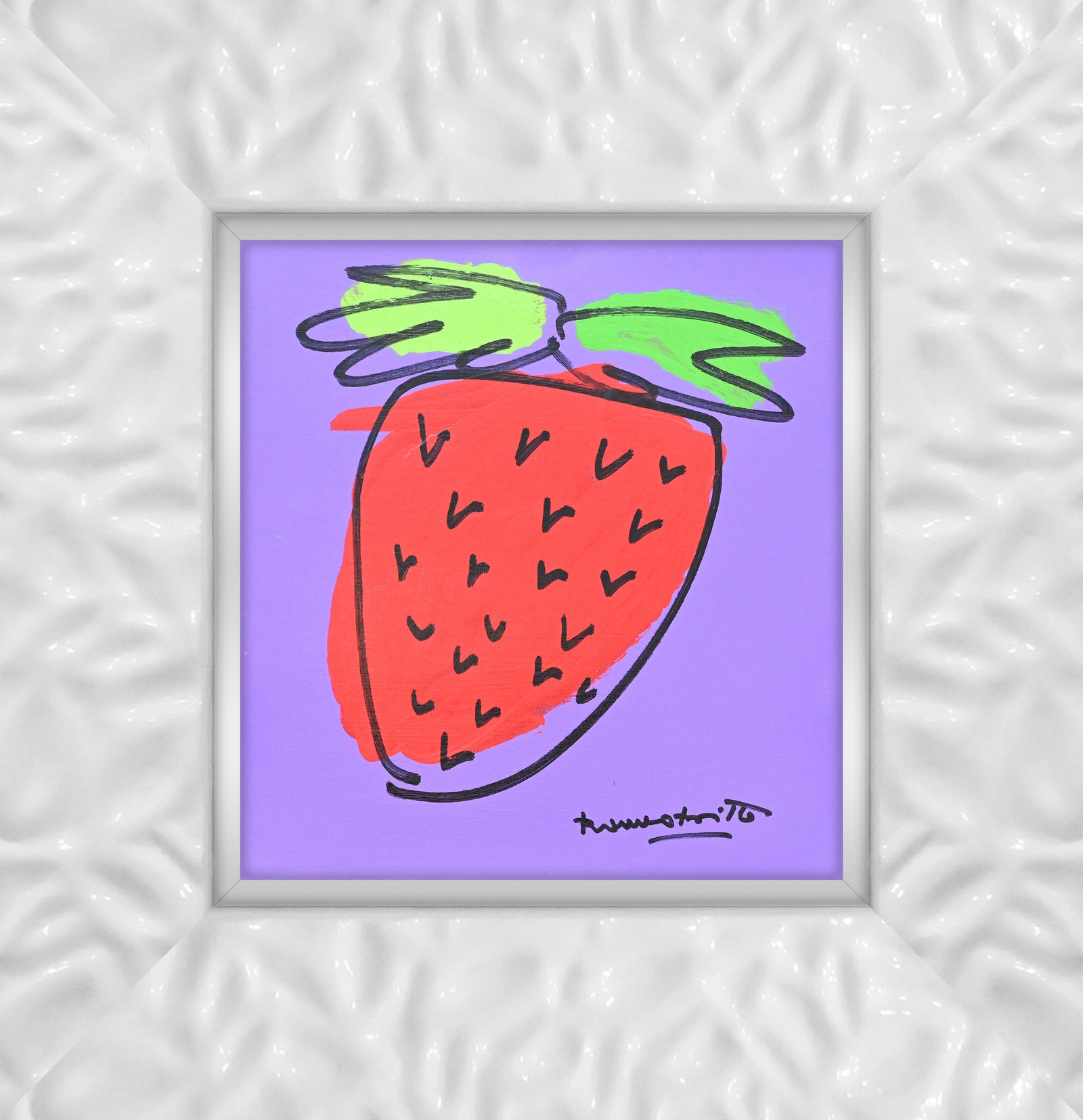 strawberry original drawing  colorful decorative collectible gift idea