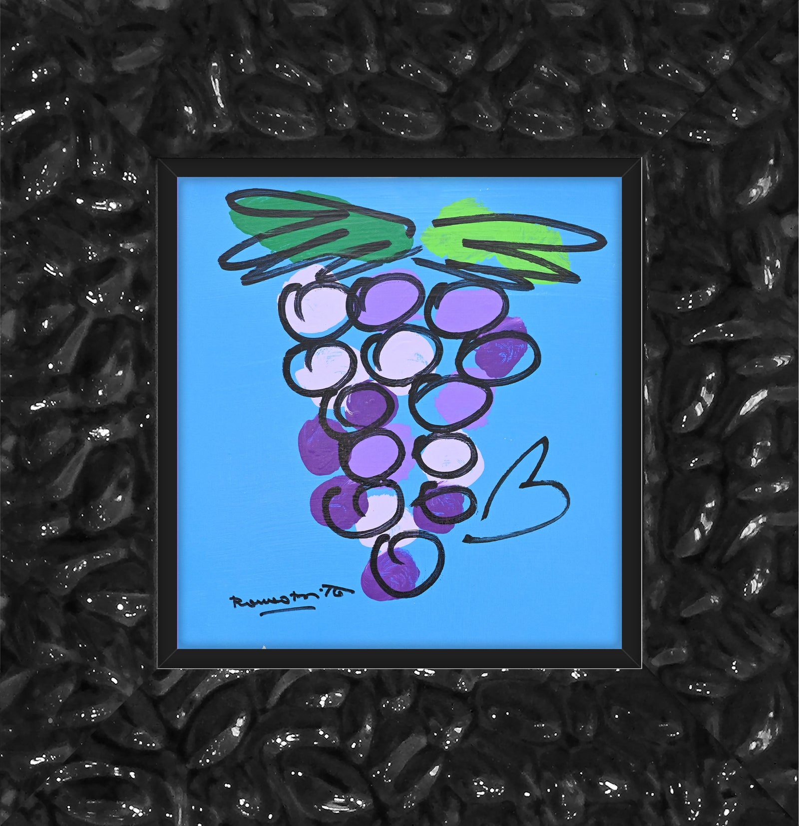 Romero Britto grapes original drawing  colorful pop art design