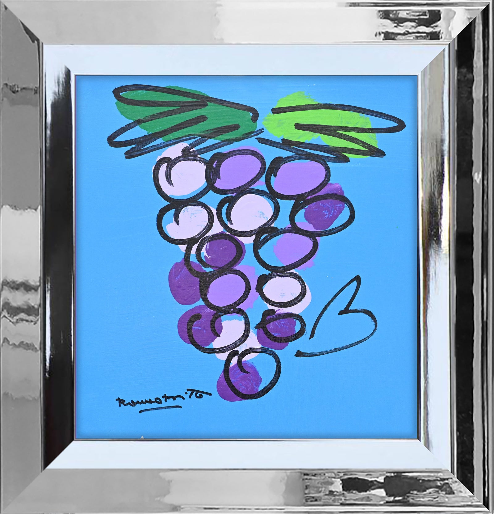 Romero Britto grapes original drawing  contemporary pop art piece