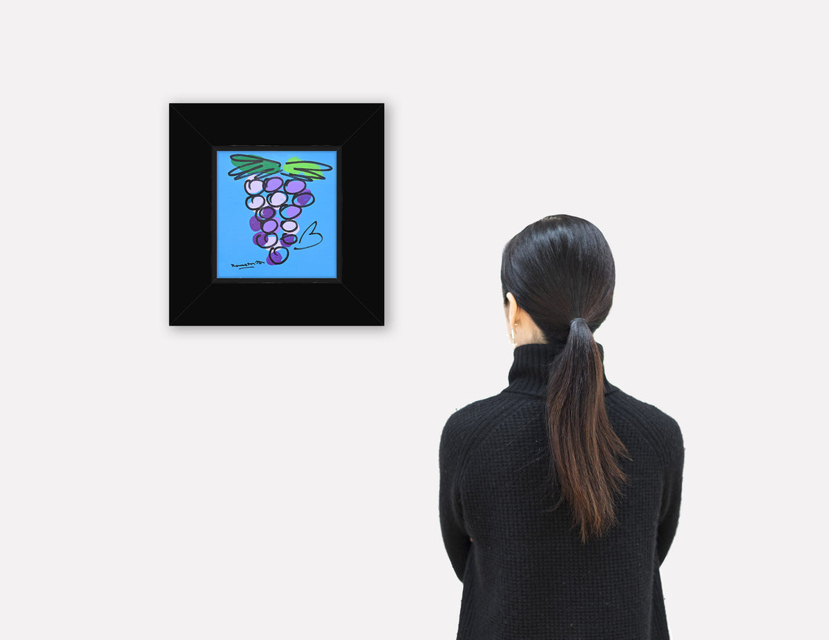 modern pop art grapes original drawing  vibrant home decor