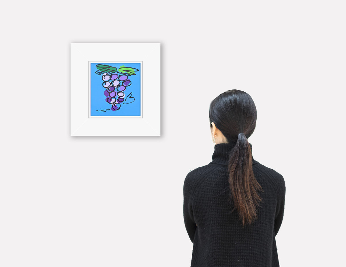 grapes original drawing  artistic colorful design collectible