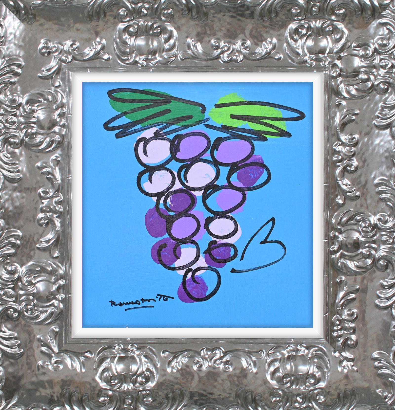 grapes original drawing  colorful decorative collectible gift idea