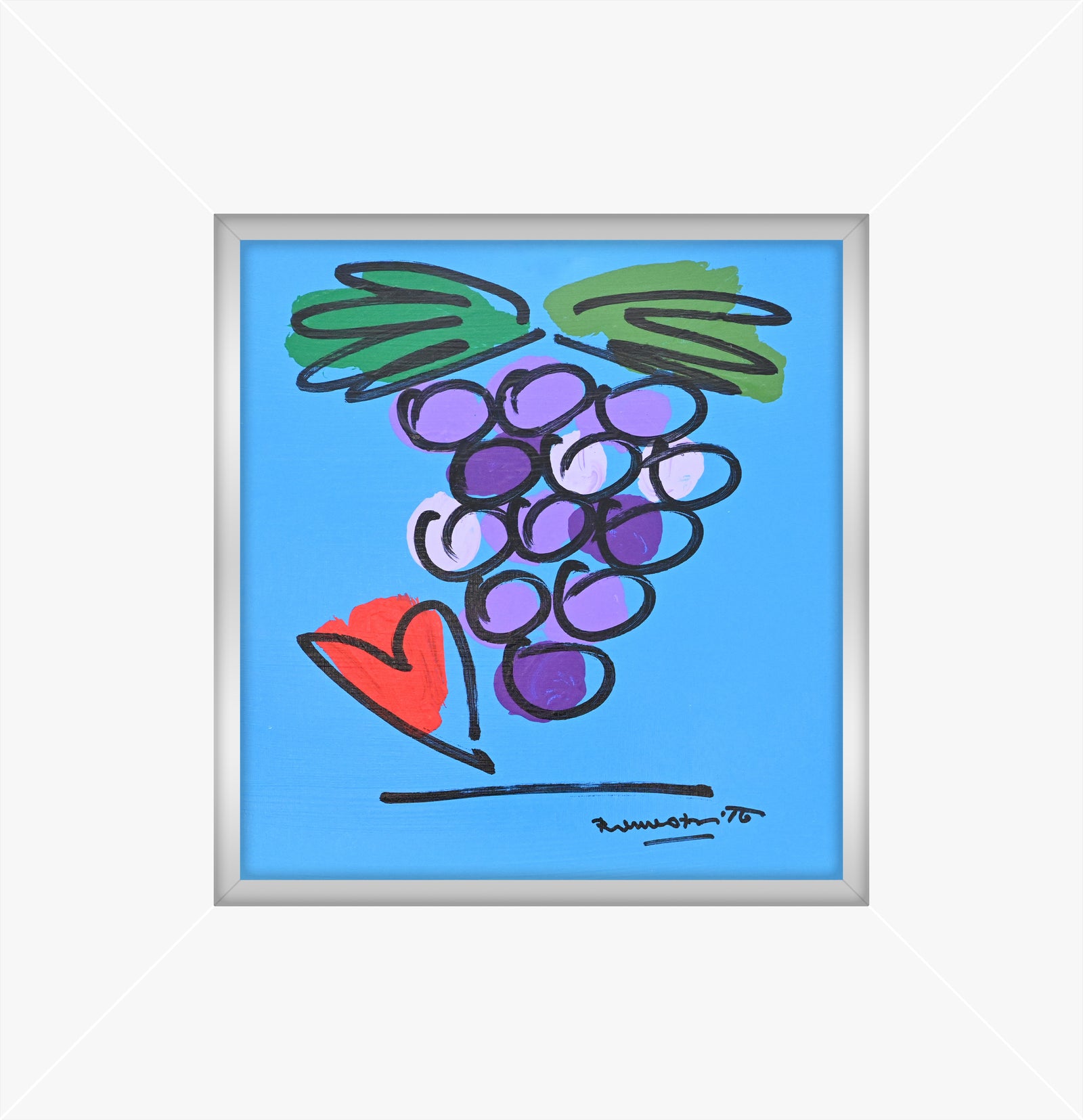 Romero Britto grapes original drawing  colorful pop art design