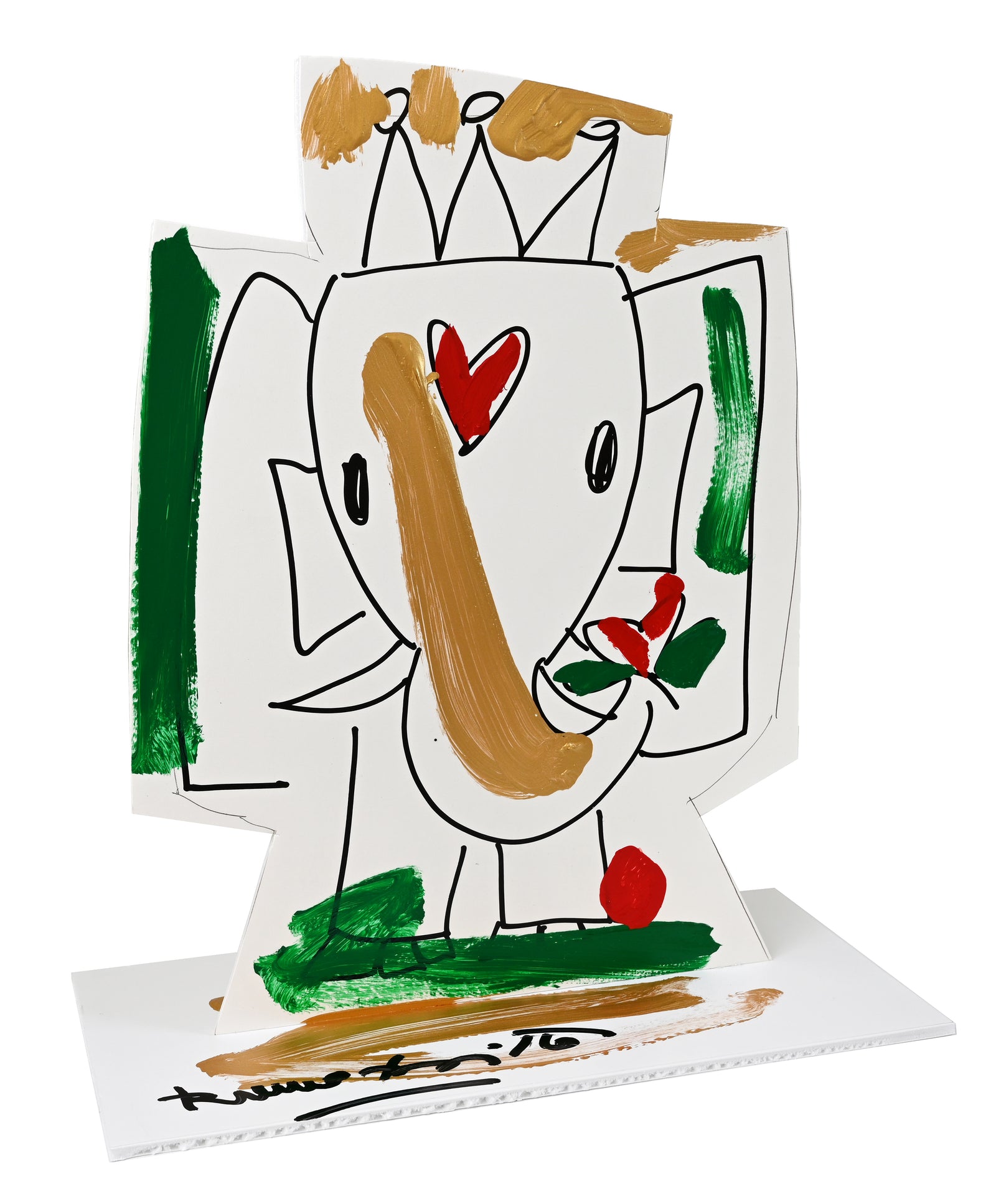 Romero Britto white elephant original object art  colorful pop art design