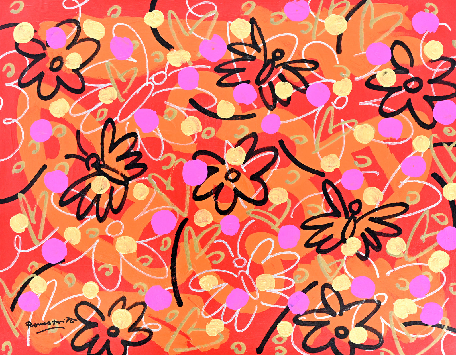 Butterflies and Polka Dots - Original Painting