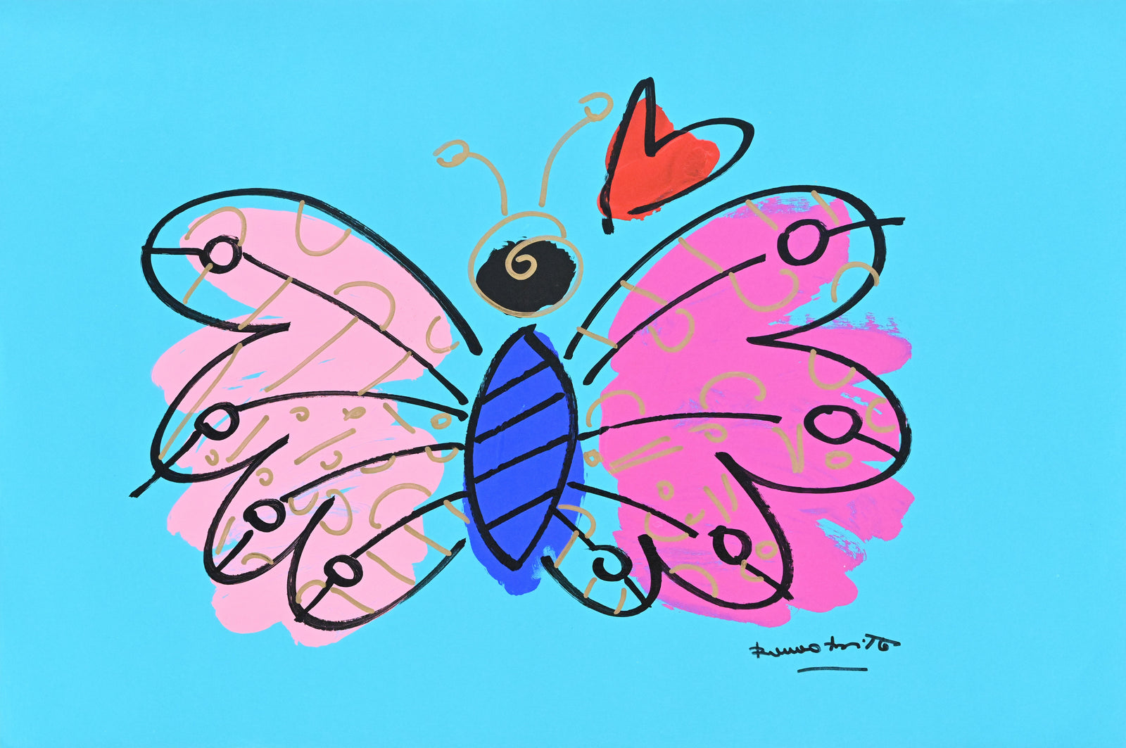 Romero Britto butterfly original drawing  colorful pop art design