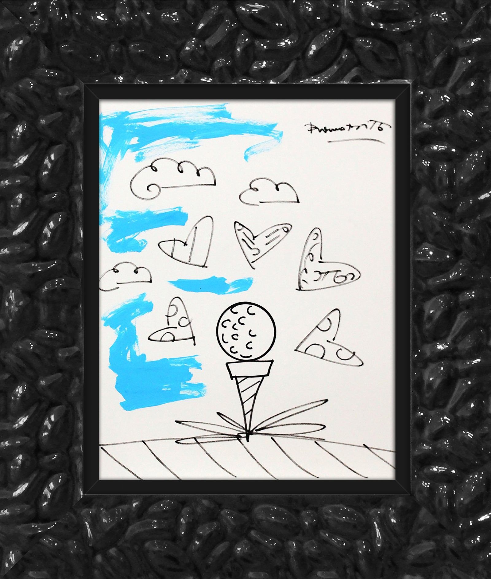 baby blue tee original drawing  artistic colorful design collectible