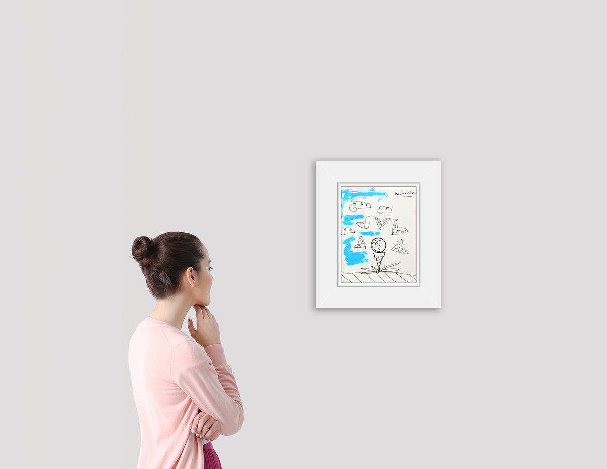 baby blue tee original drawing  artistic colorful design collectible