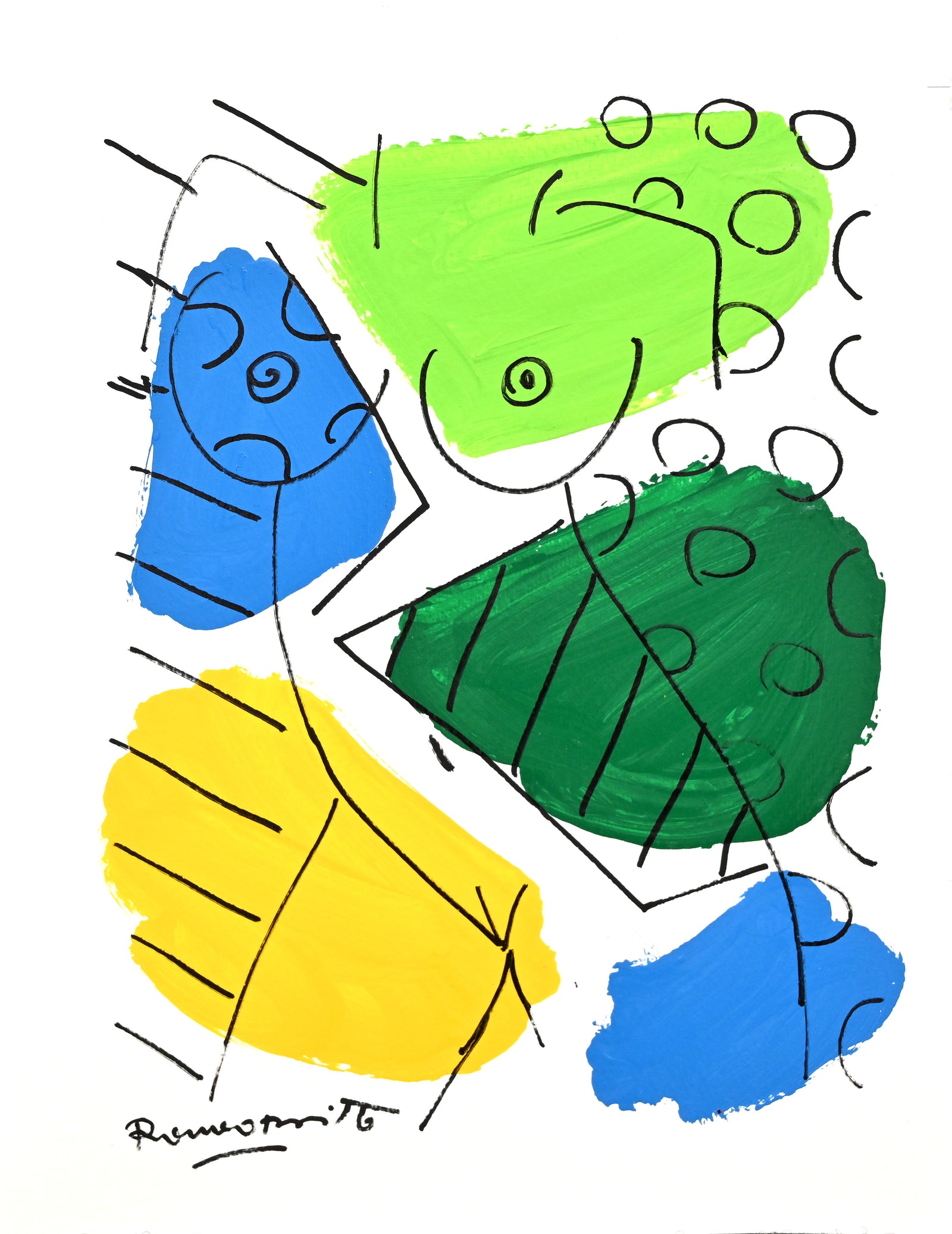 Romero Britto the rio collection original drawing  colorful pop art design
