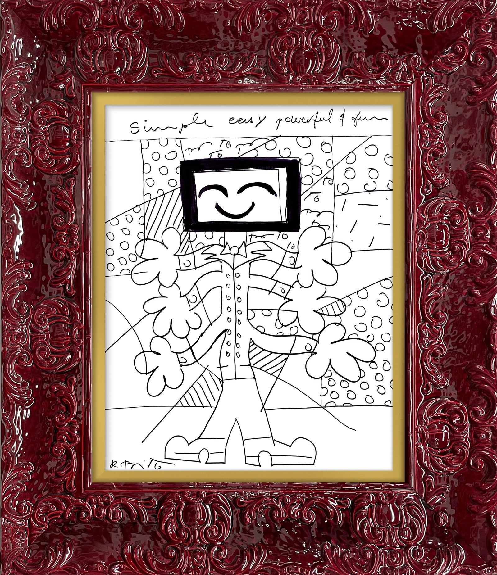 Romero Britto simple easy powerful fun original  contemporary pop art piece