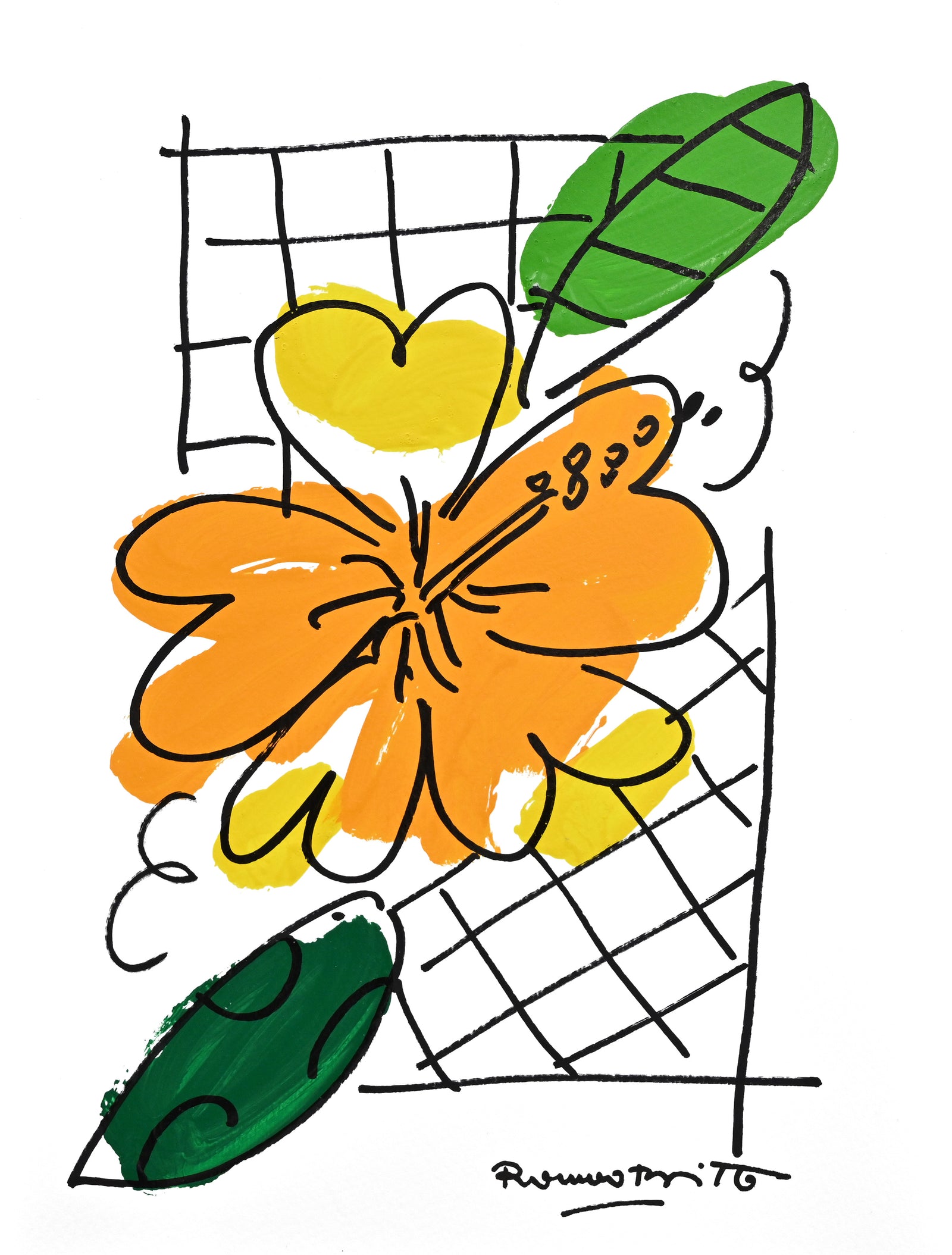 Romero Britto the rio collection original drawing  colorful pop art design