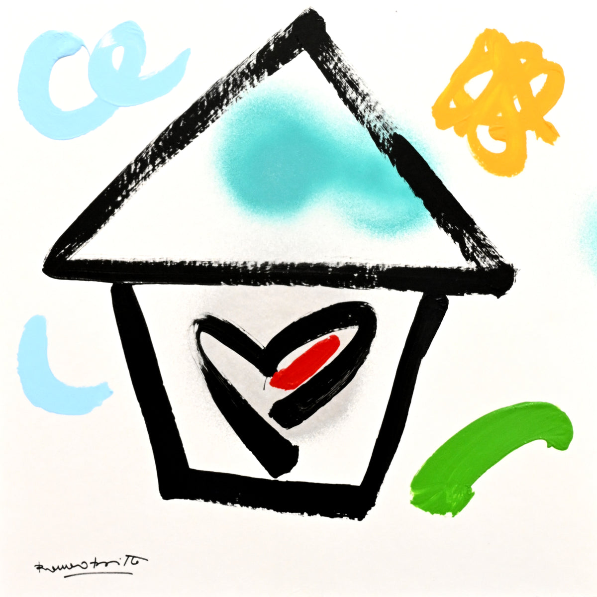 Romero Britto home original drawing  colorful pop art design