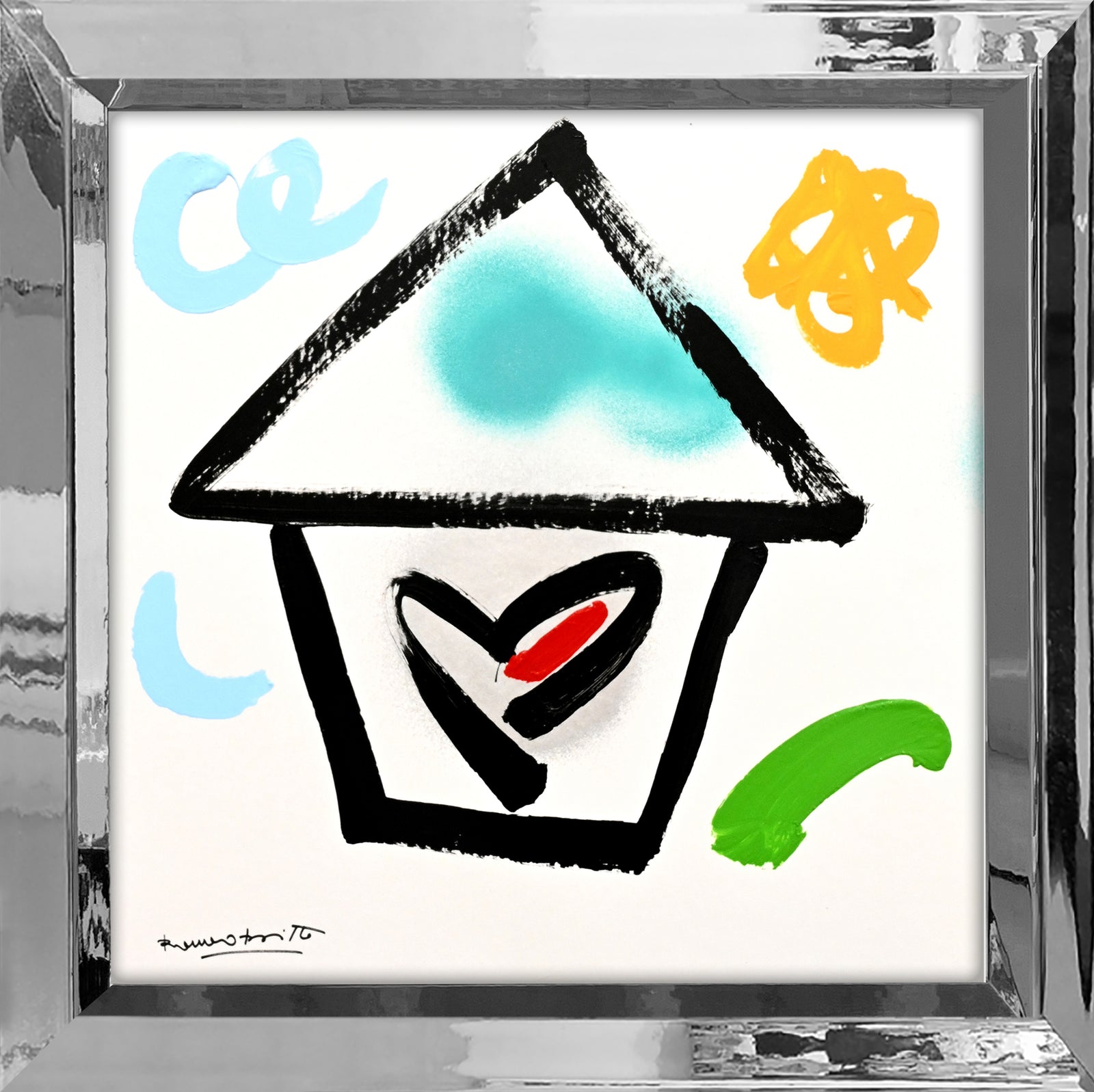 Romero Britto home original drawing  contemporary pop art piece