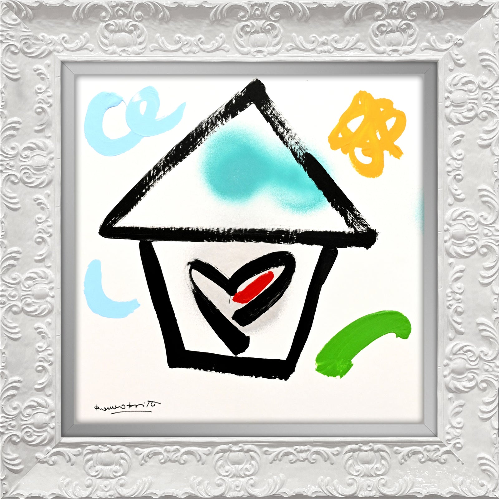 Romero Britto home original drawing  contemporary pop art piece
