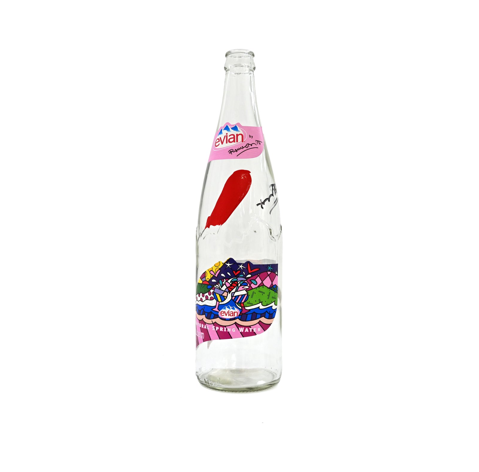Romero Britto evian bottle original object art  colorful pop art design