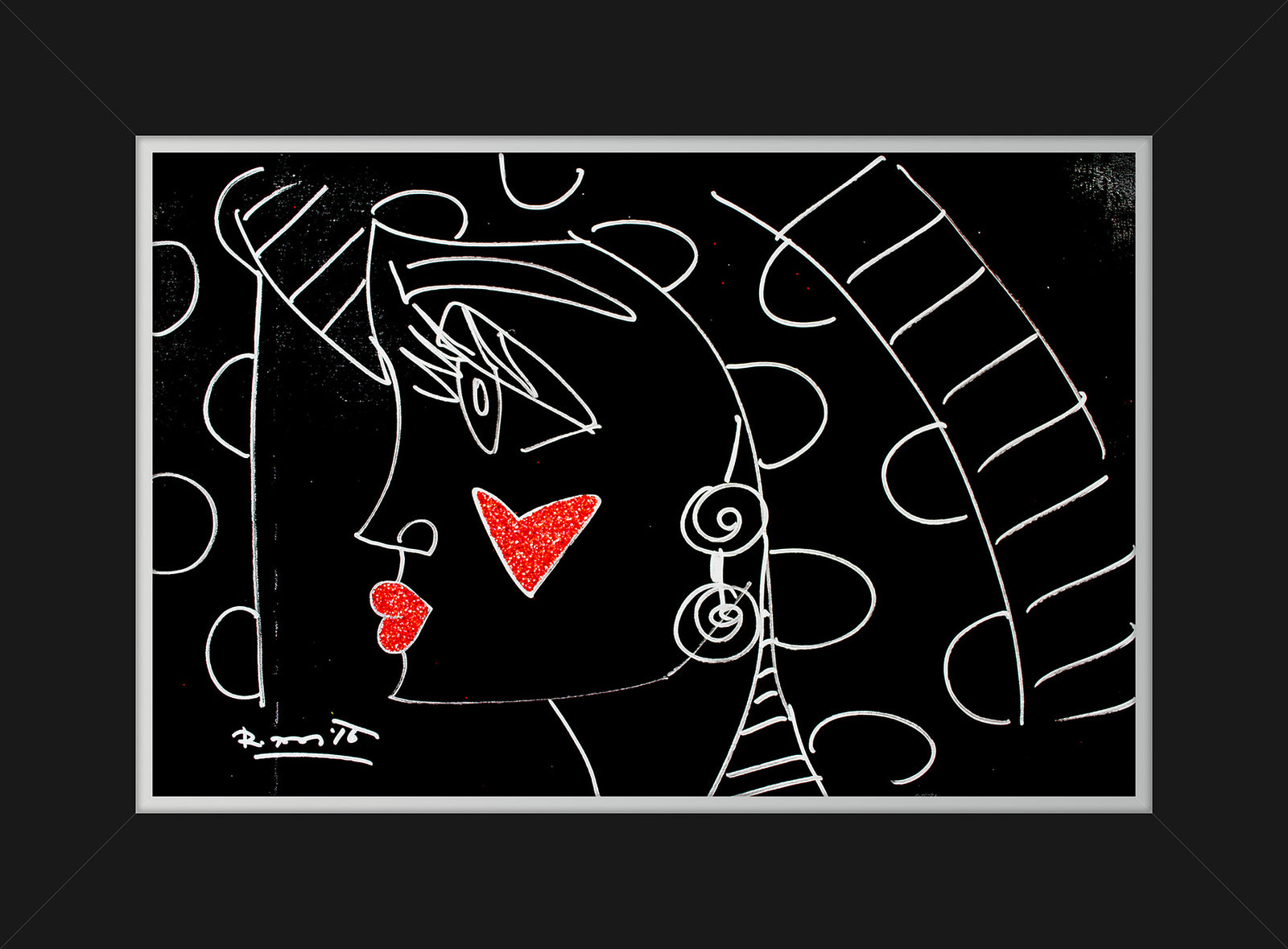 Romero Britto thoughts original drawing  colorful pop art design