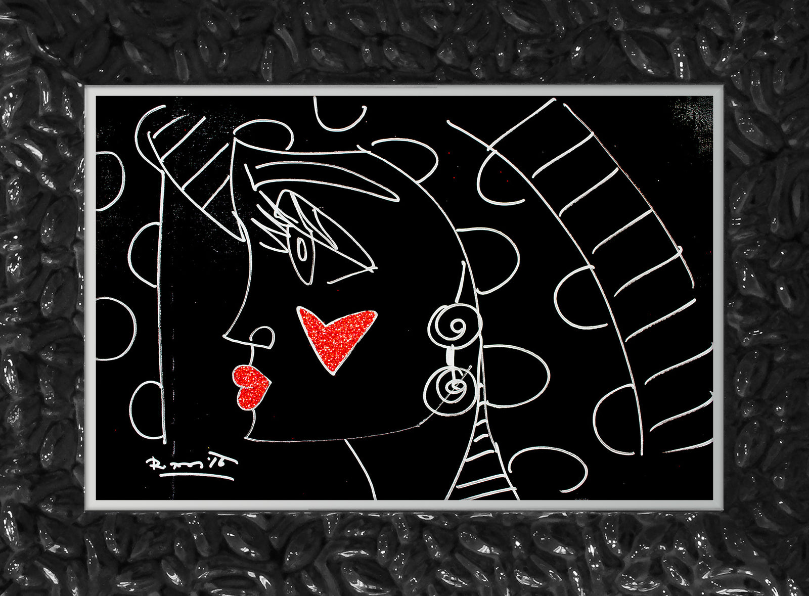 Romero Britto thoughts original drawing  colorful pop art design