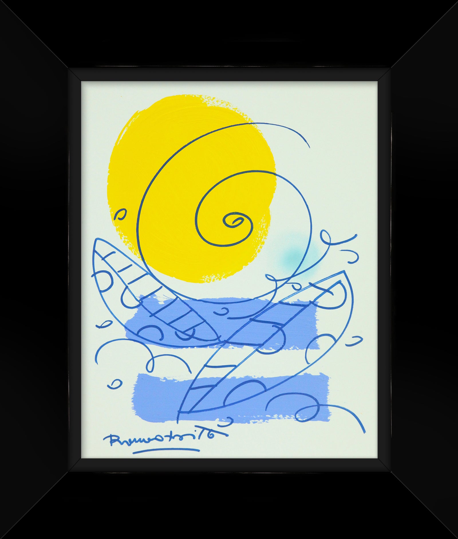 modern pop art waves original drawing  vibrant home decor