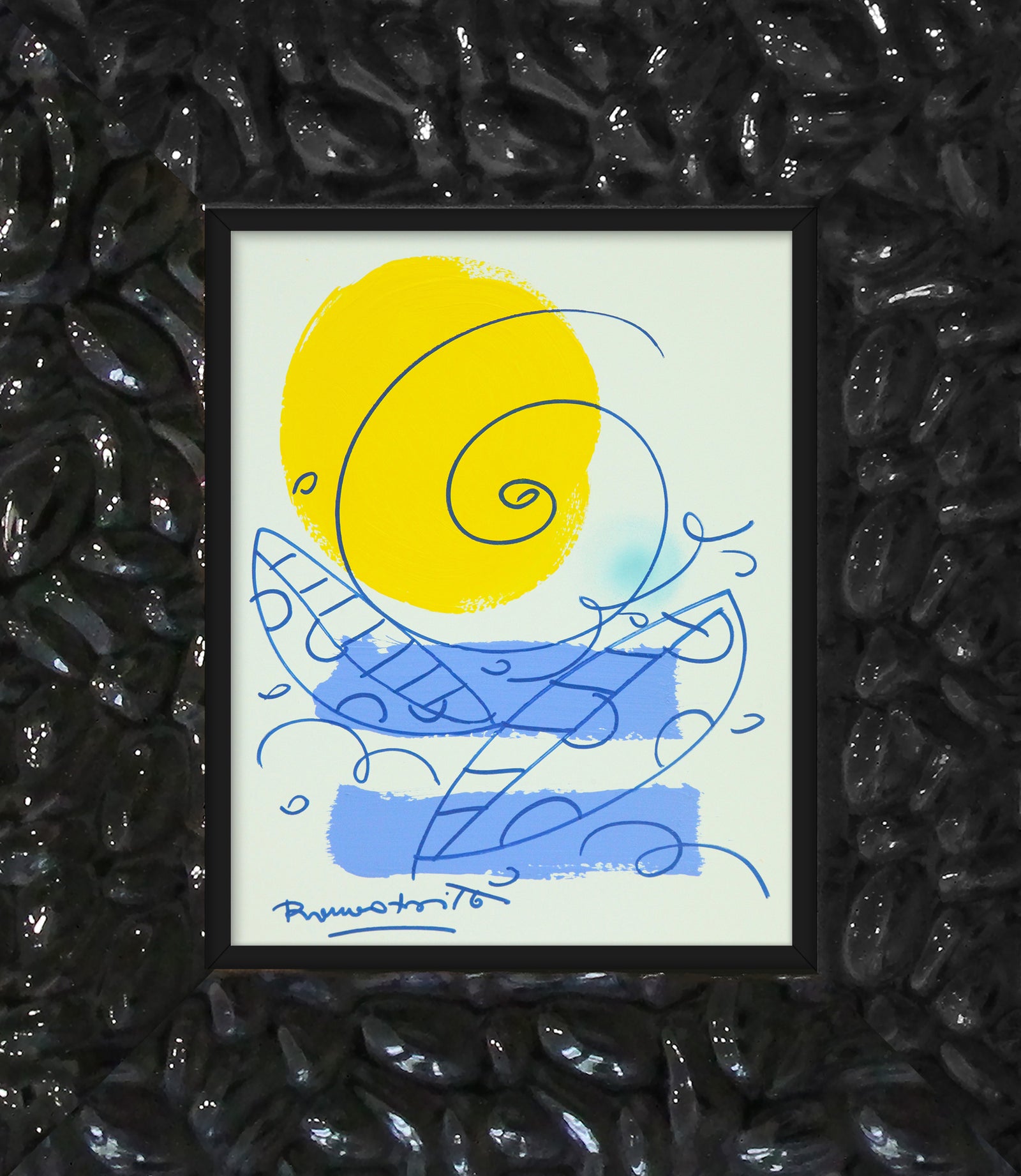 waves original drawing  colorful decorative collectible gift idea