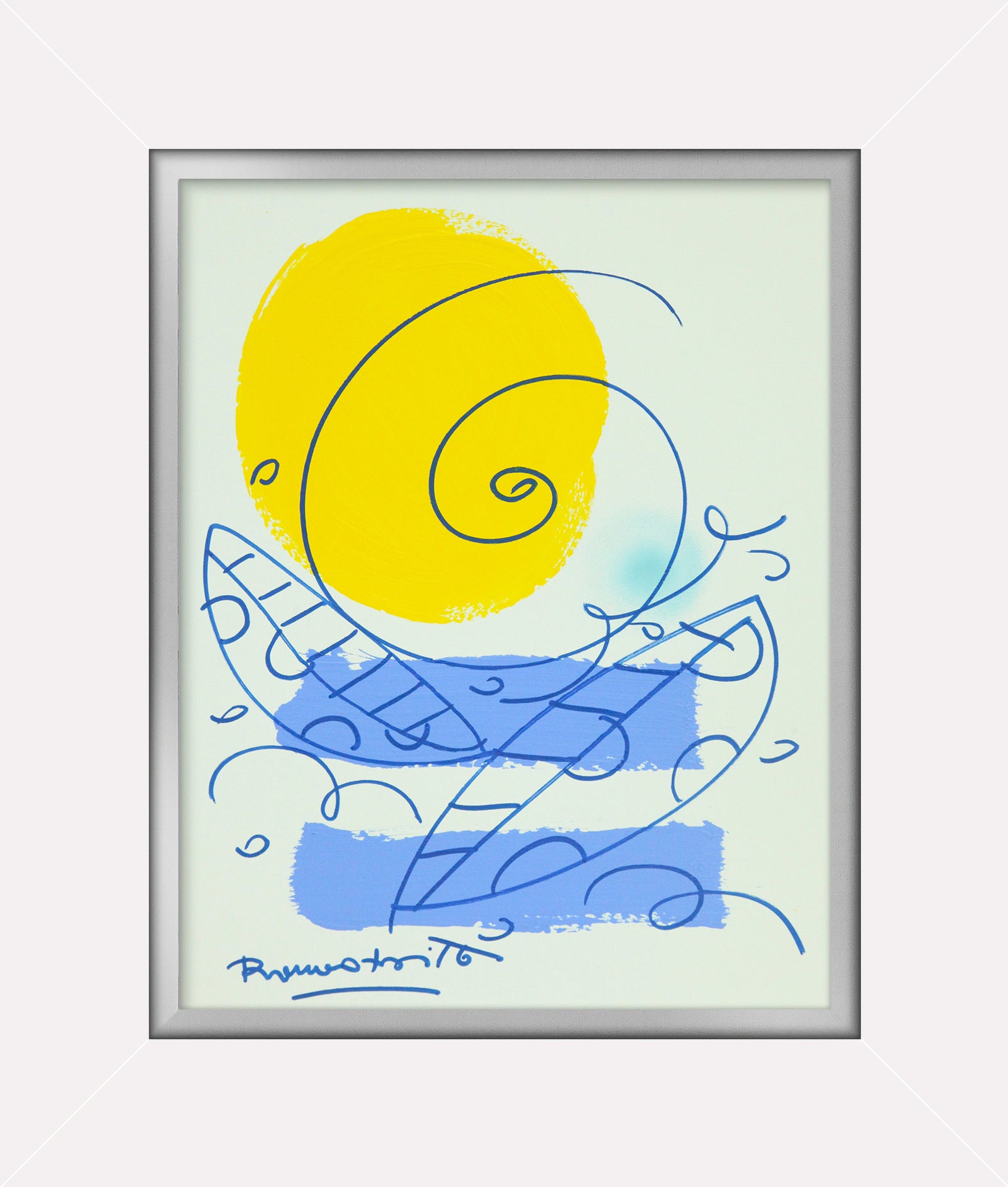 waves original drawing  colorful decorative collectible gift idea