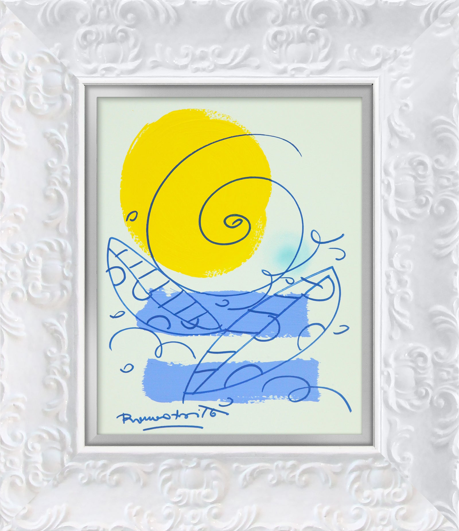 waves original drawing  artistic colorful design collectible
