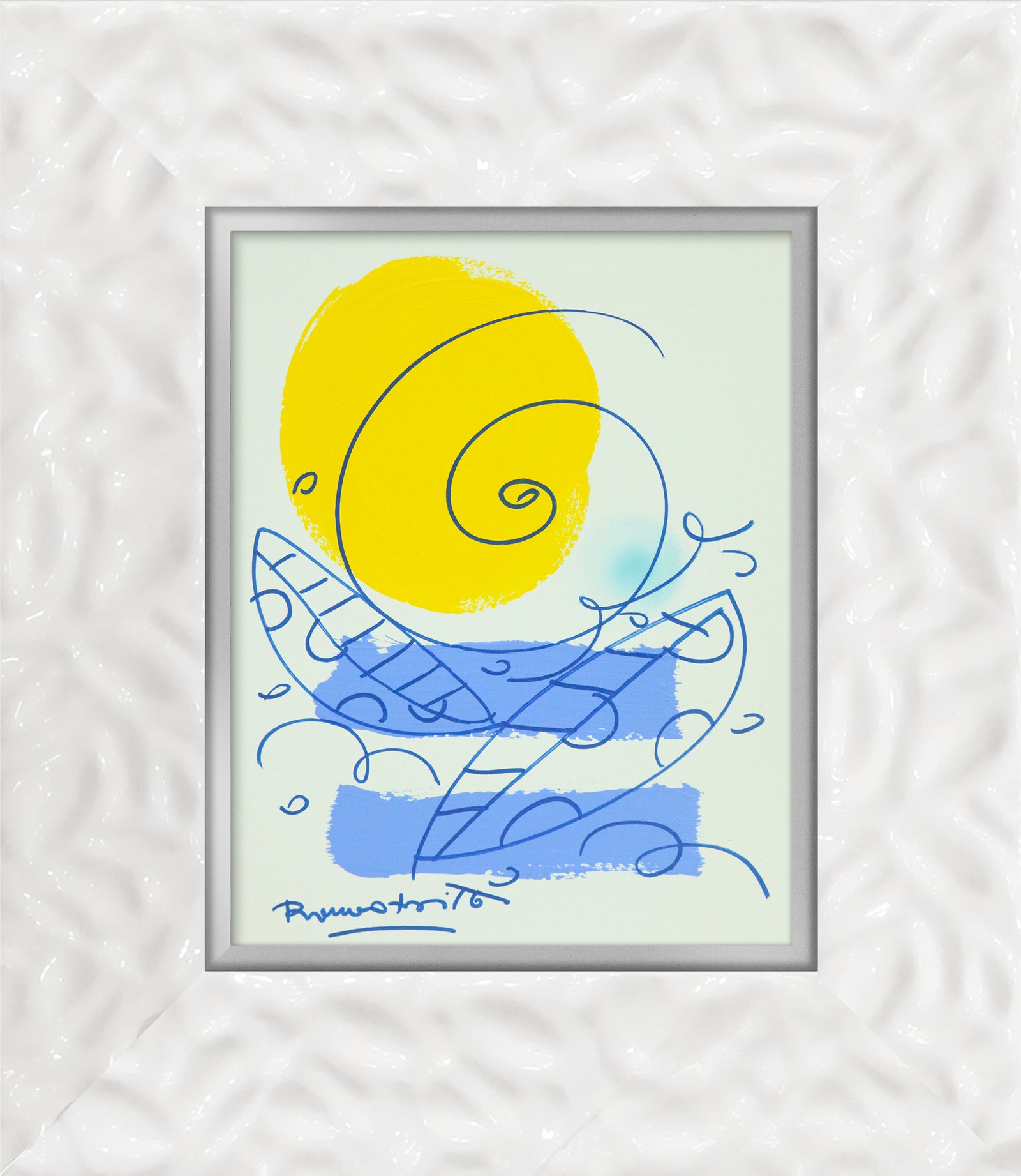 Romero Britto waves original drawing  colorful pop art design