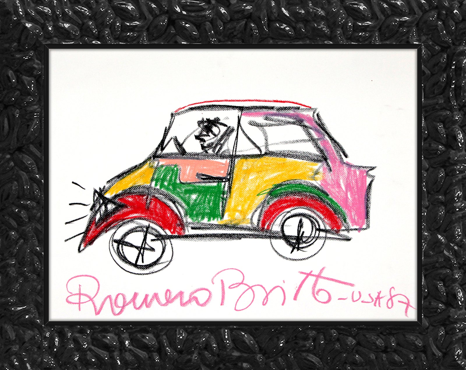 modern pop art car original vintage drawing  vibrant home decor