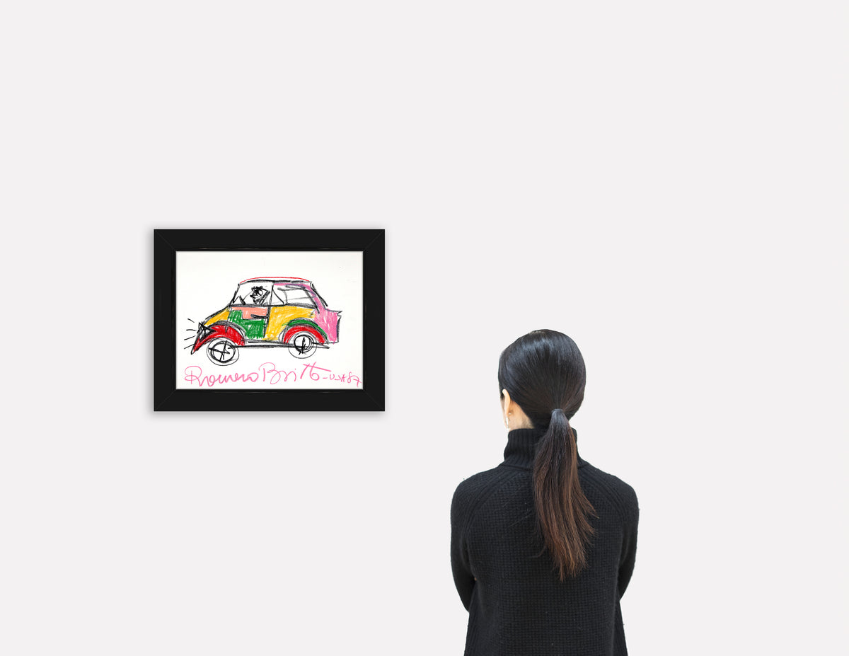 modern pop art car original vintage drawing  vibrant home decor