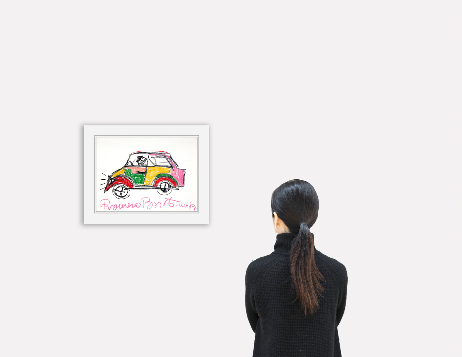 car original vintage drawing  artistic colorful design collectible