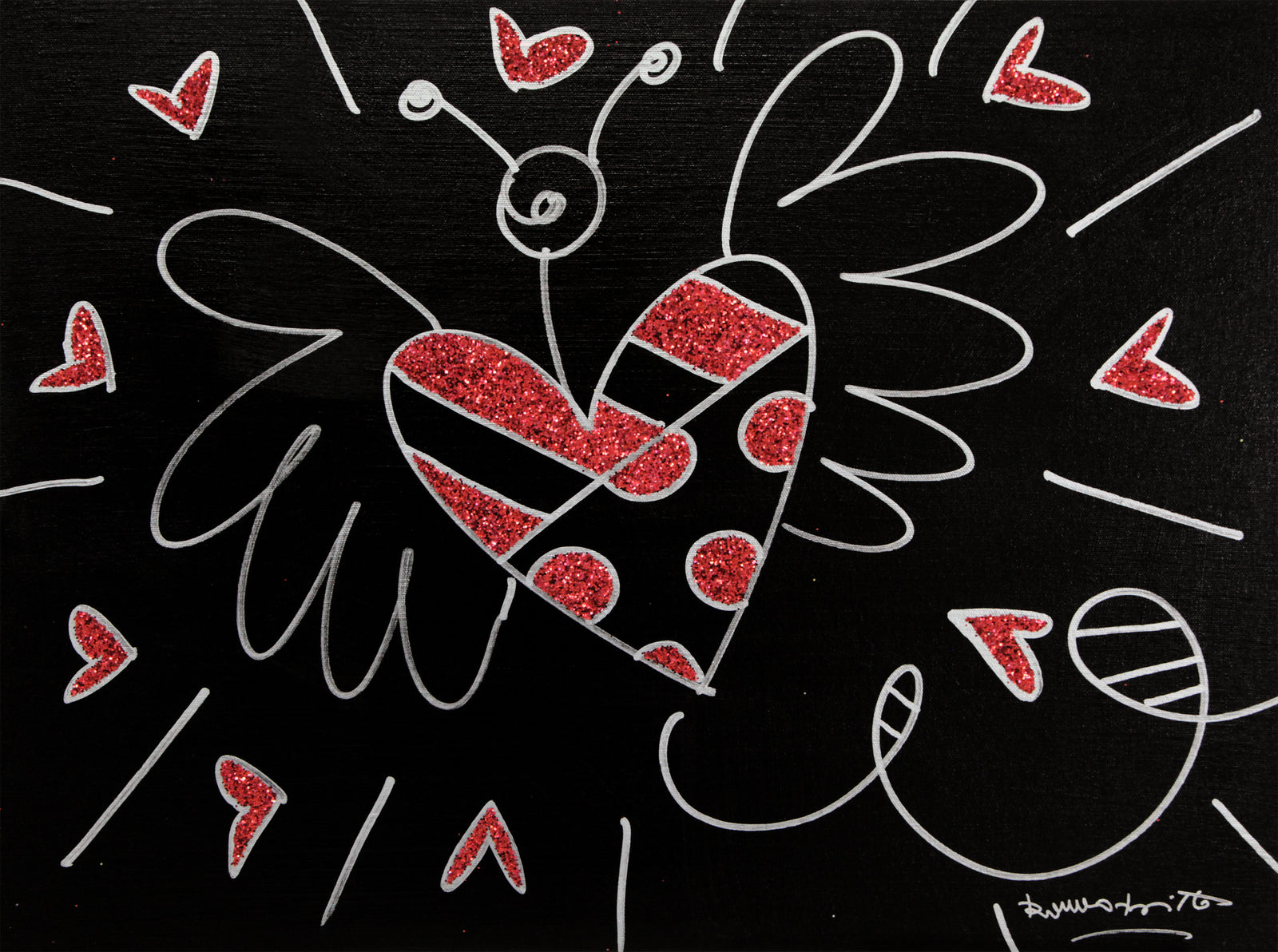 Romero Britto so in love original drawing  colorful pop art design