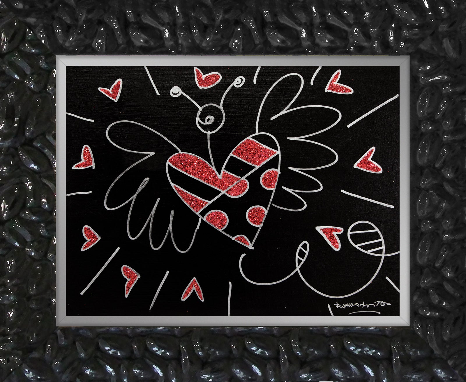 Romero Britto so in love original drawing  contemporary pop art piece