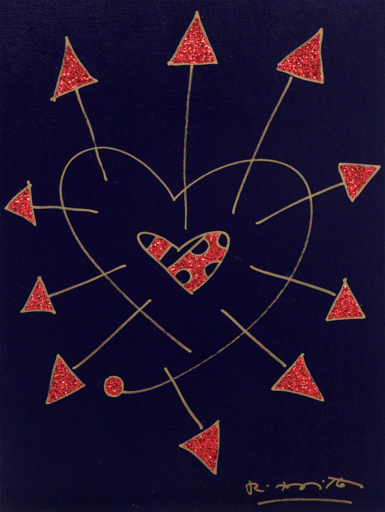 Romero Britto so in love original drawing  colorful pop art design