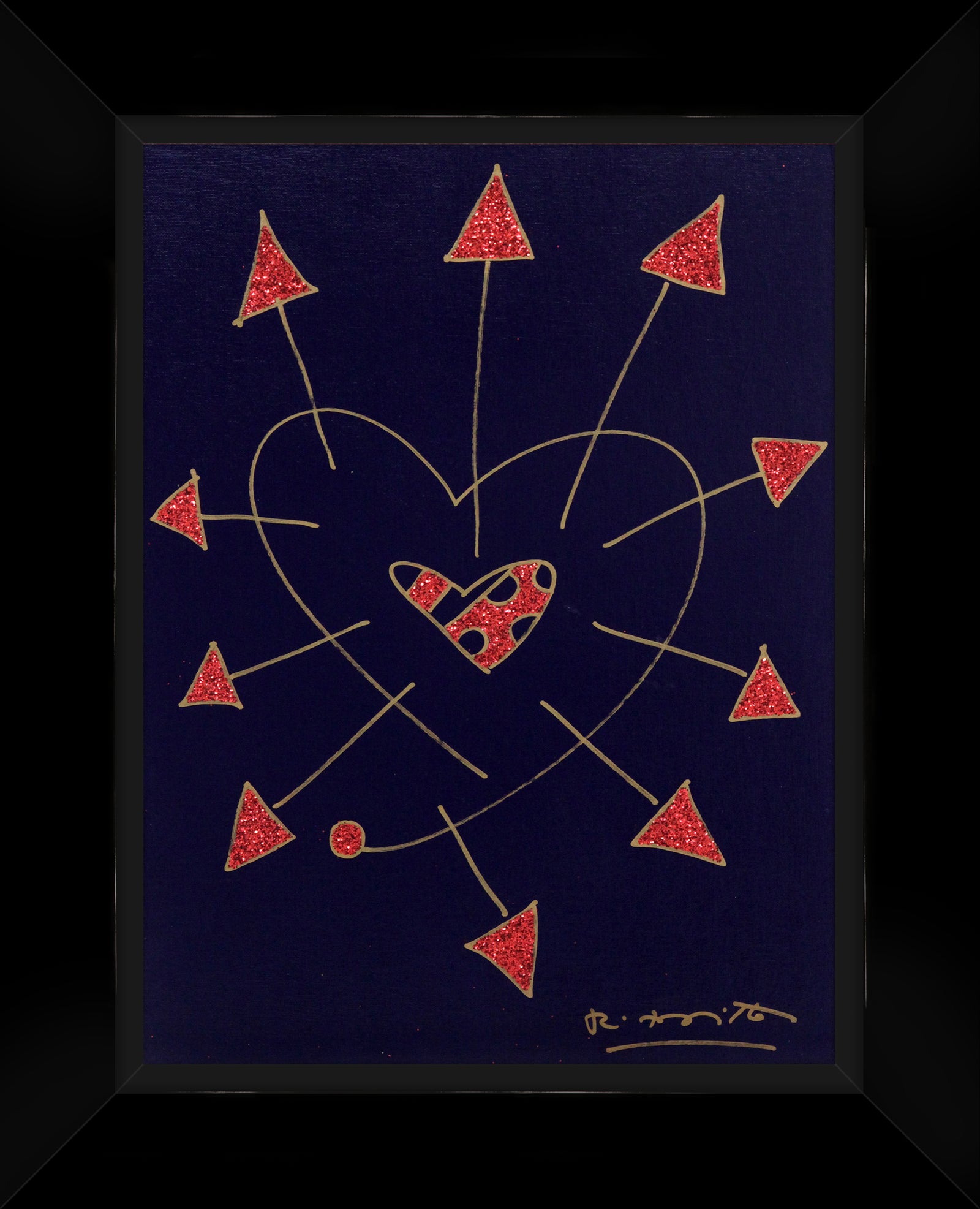 Romero Britto so in love original drawing  colorful pop art design