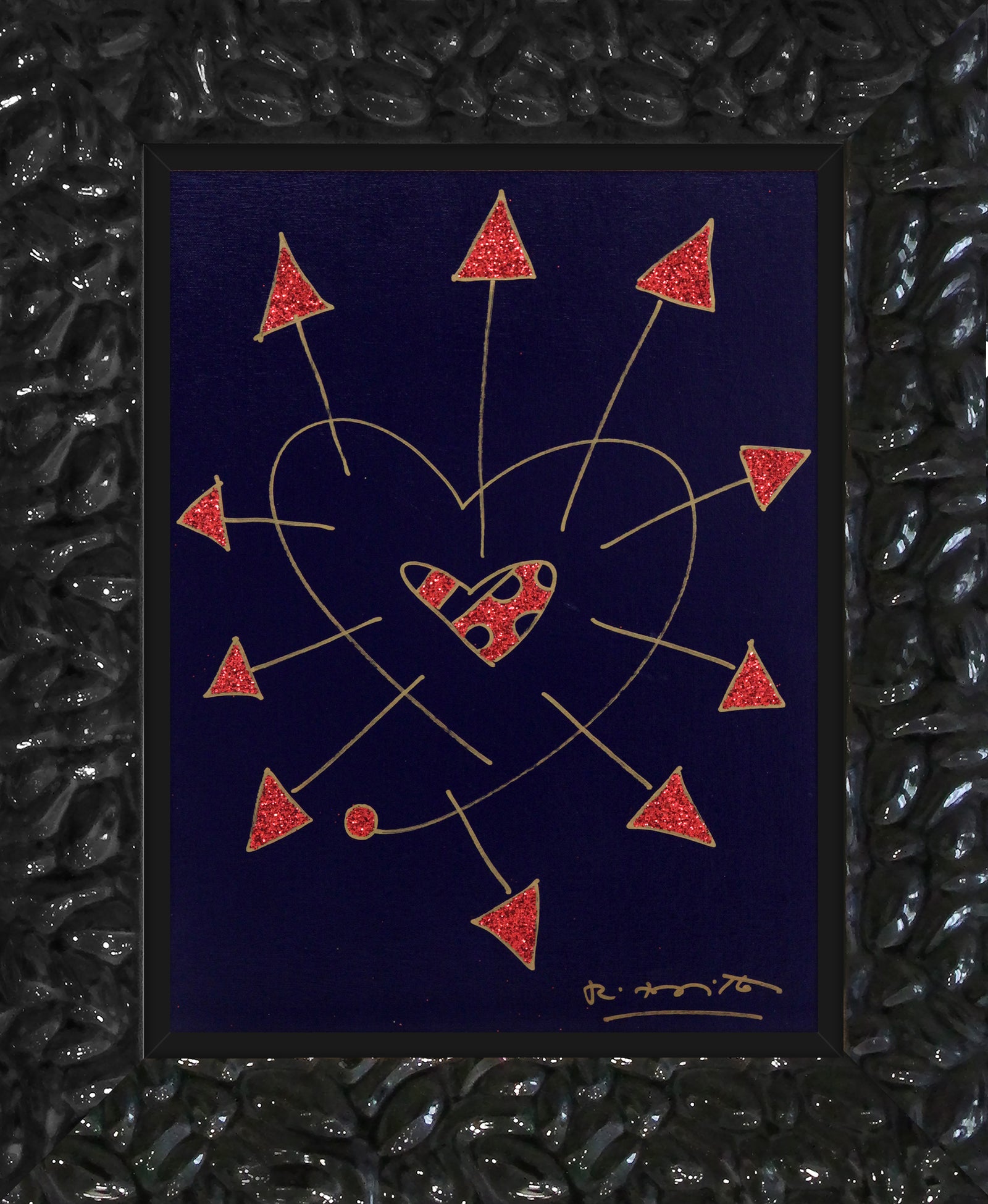 Romero Britto so in love original drawing  colorful pop art design