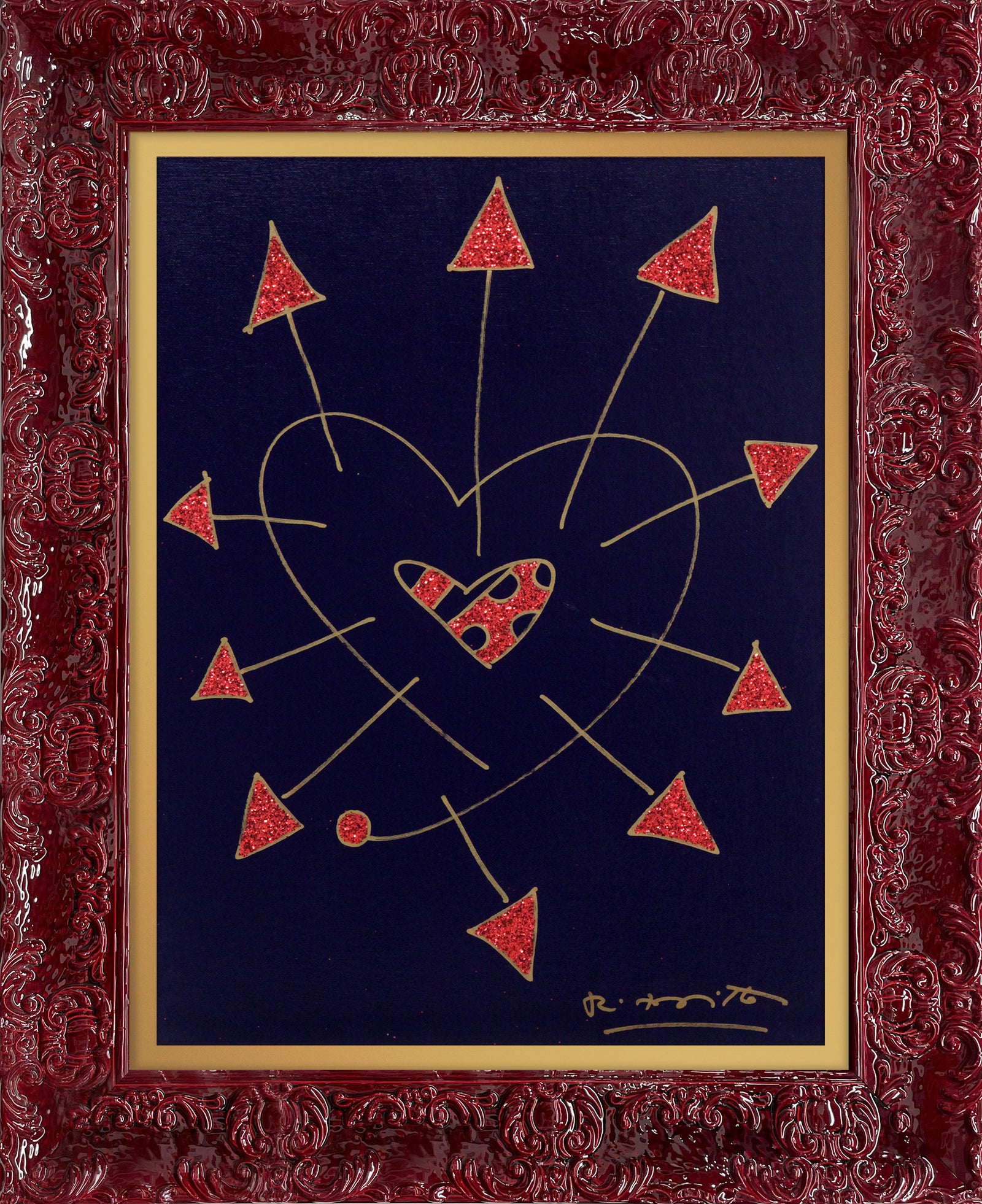 Romero Britto so in love original drawing  contemporary pop art piece