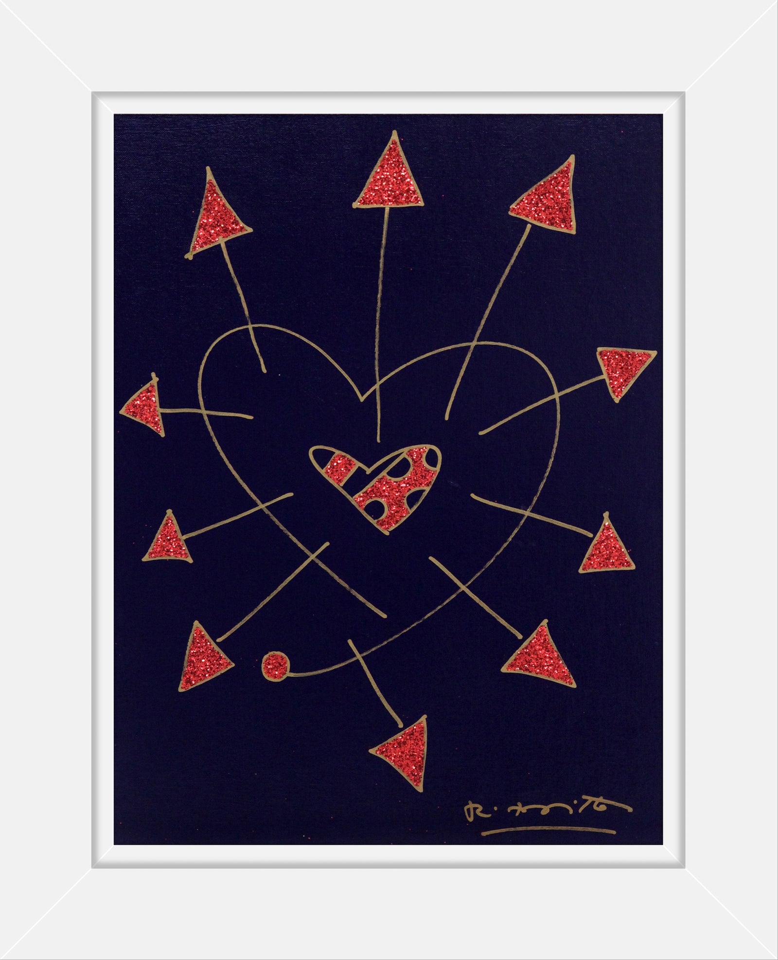 Romero Britto so in love original drawing  contemporary pop art piece