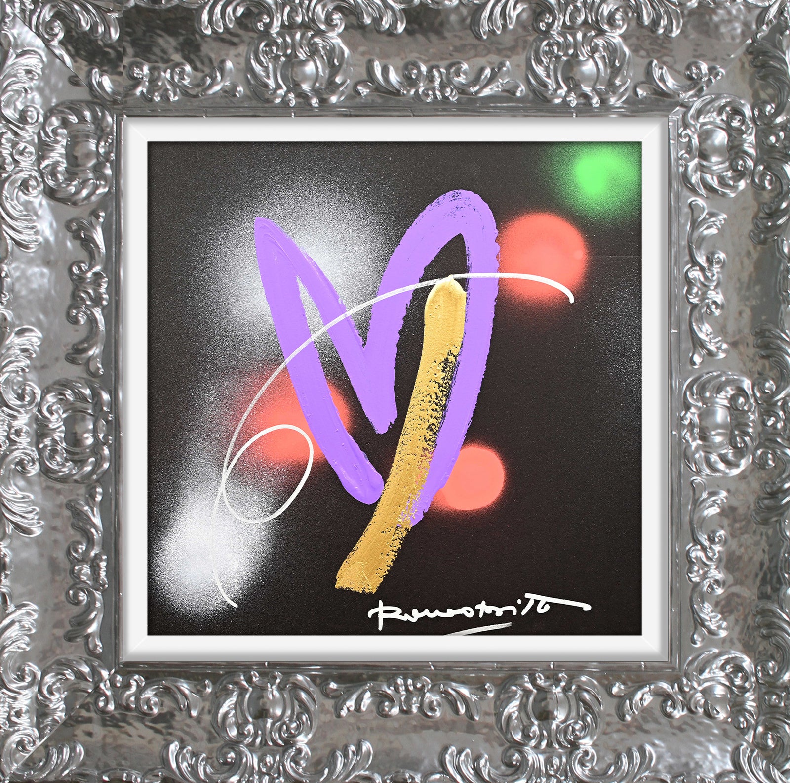 Romero Britto heartbeat original drawing  contemporary pop art piece
