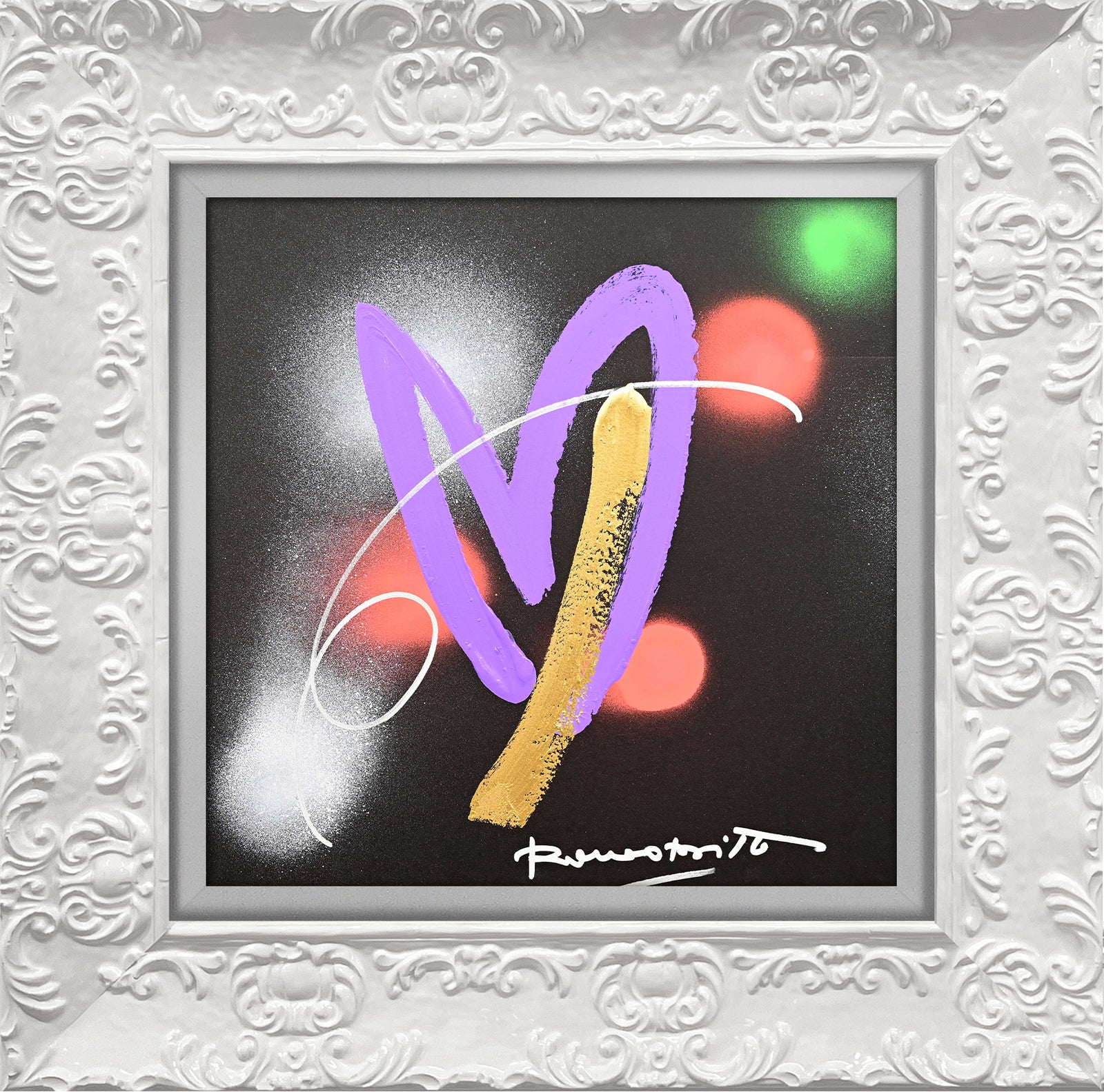 Romero Britto heartbeat original drawing  contemporary pop art piece