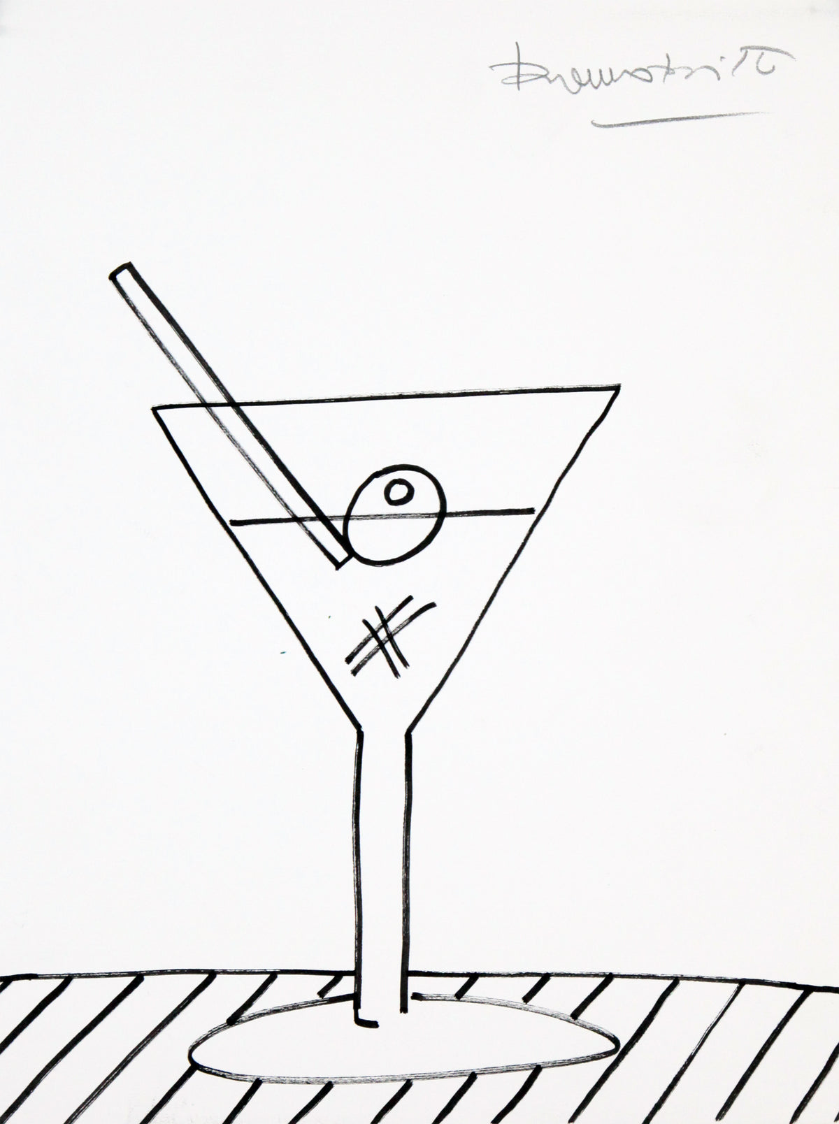 Romero Britto martini original drawing  colorful pop art design