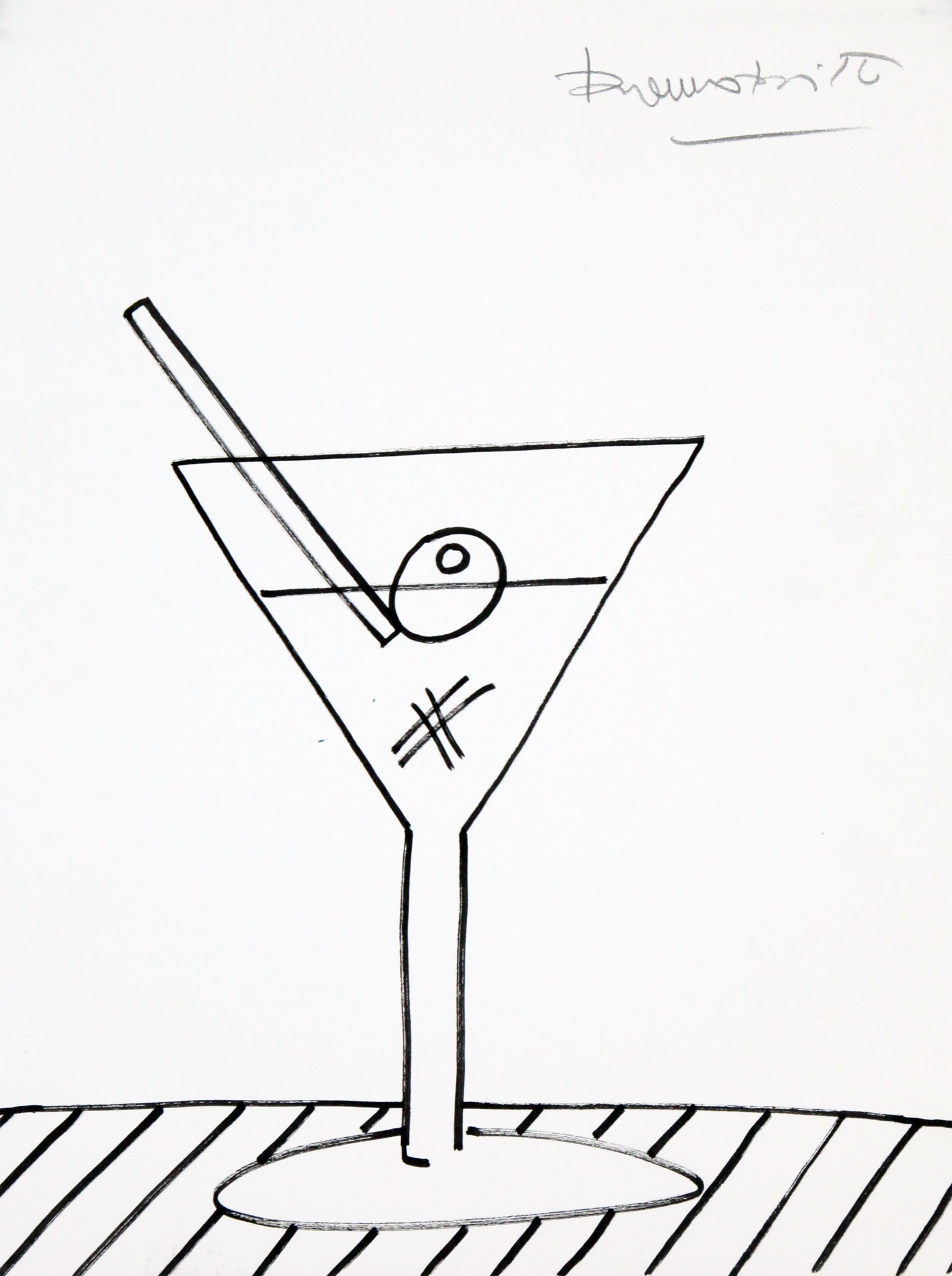 Romero Britto martini original drawing  colorful pop art design