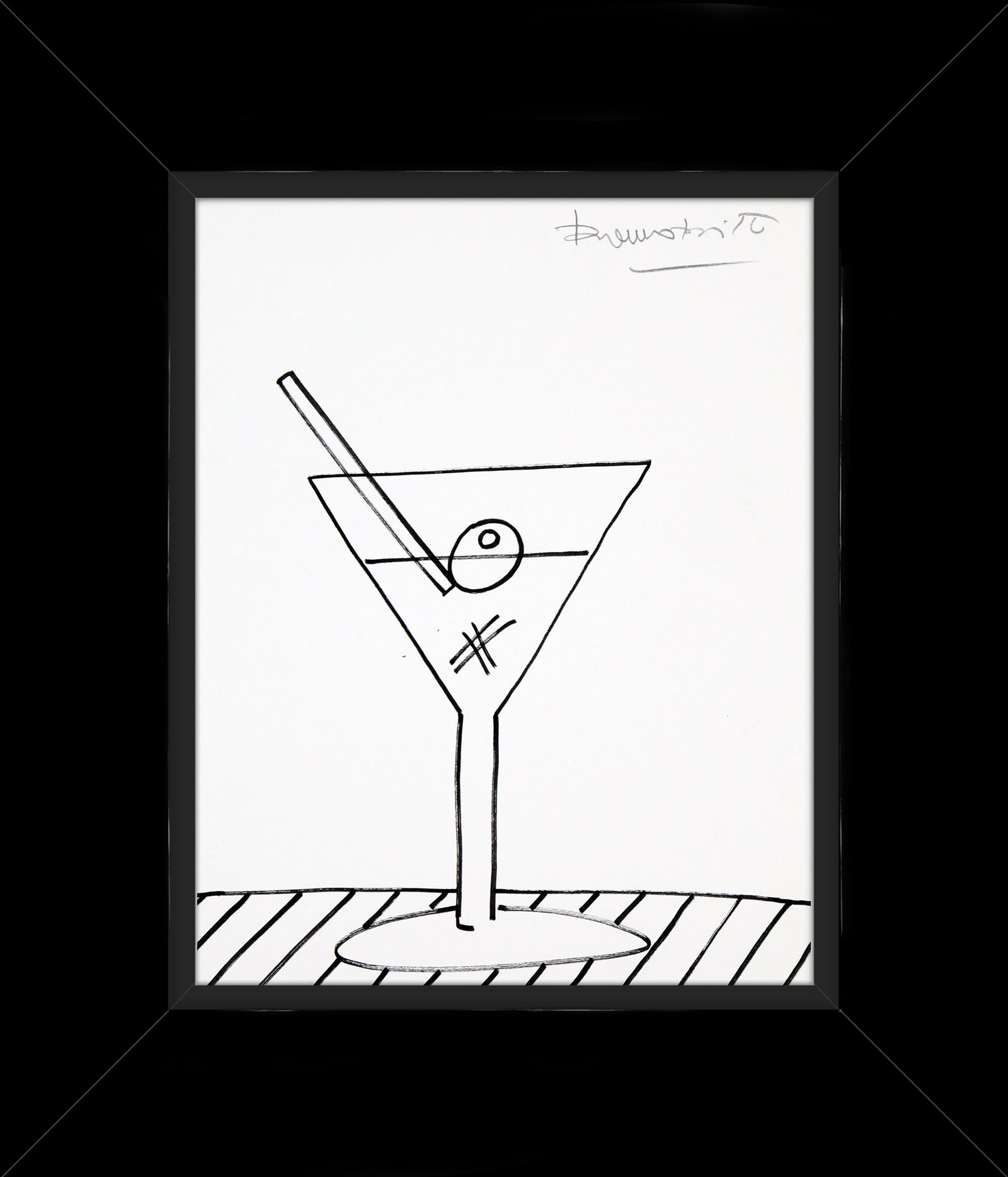 Romero Britto martini original drawing  contemporary pop art piece
