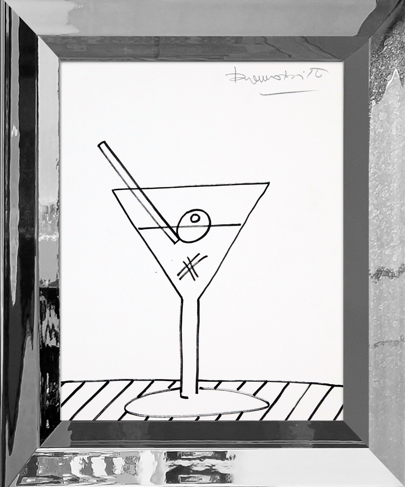 Romero Britto martini original drawing  colorful pop art design