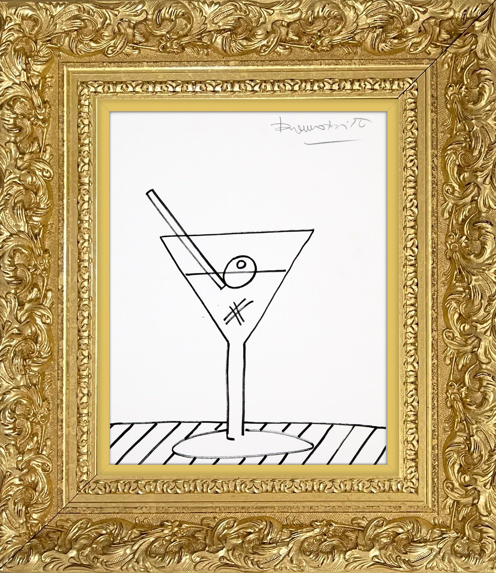 martini original drawing  colorful decorative collectible gift idea