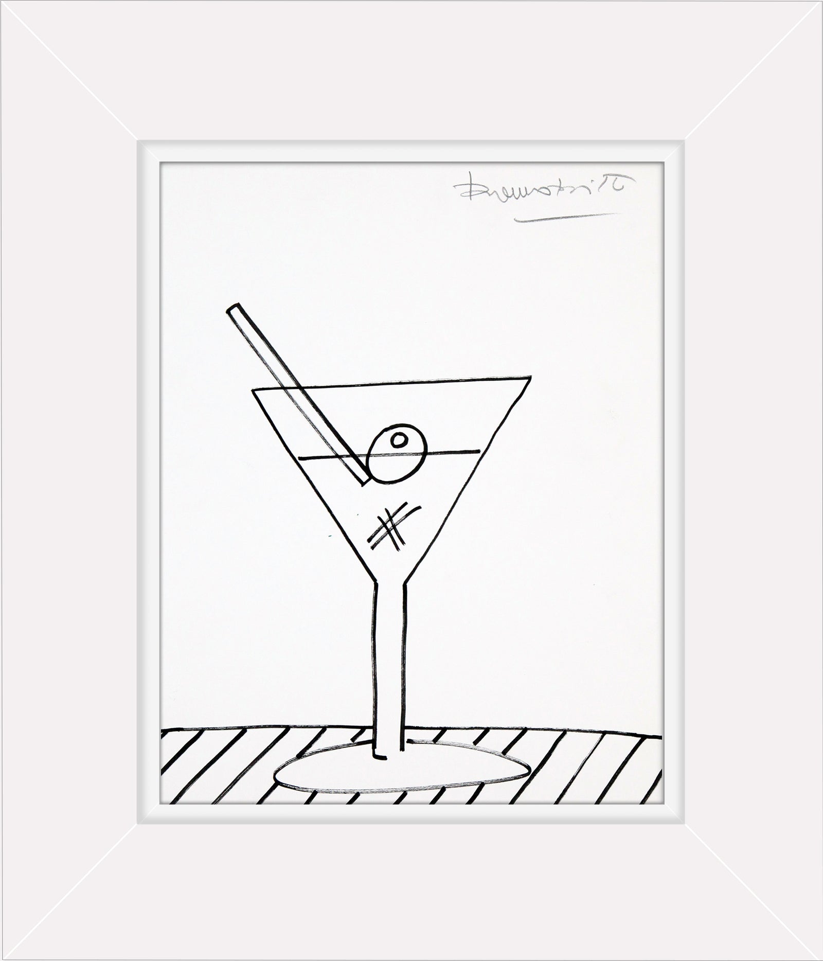 martini original drawing  artistic colorful design collectible